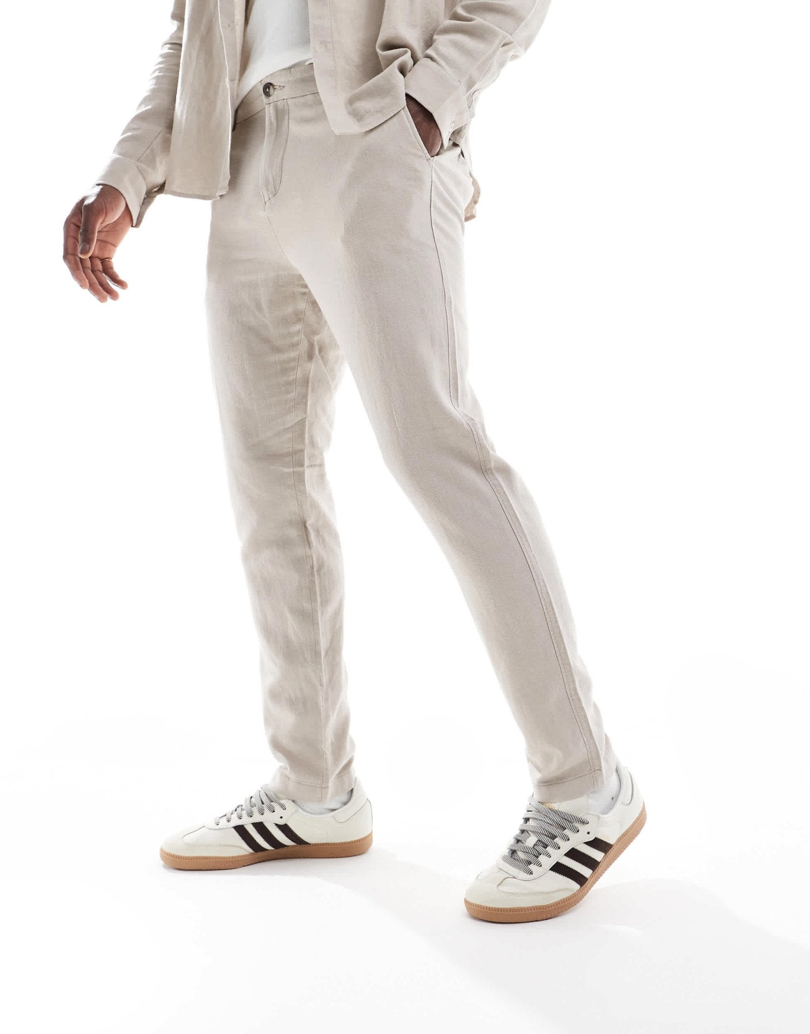 New Look linen look trouser co-ord in stone - ASOS Sample Sale