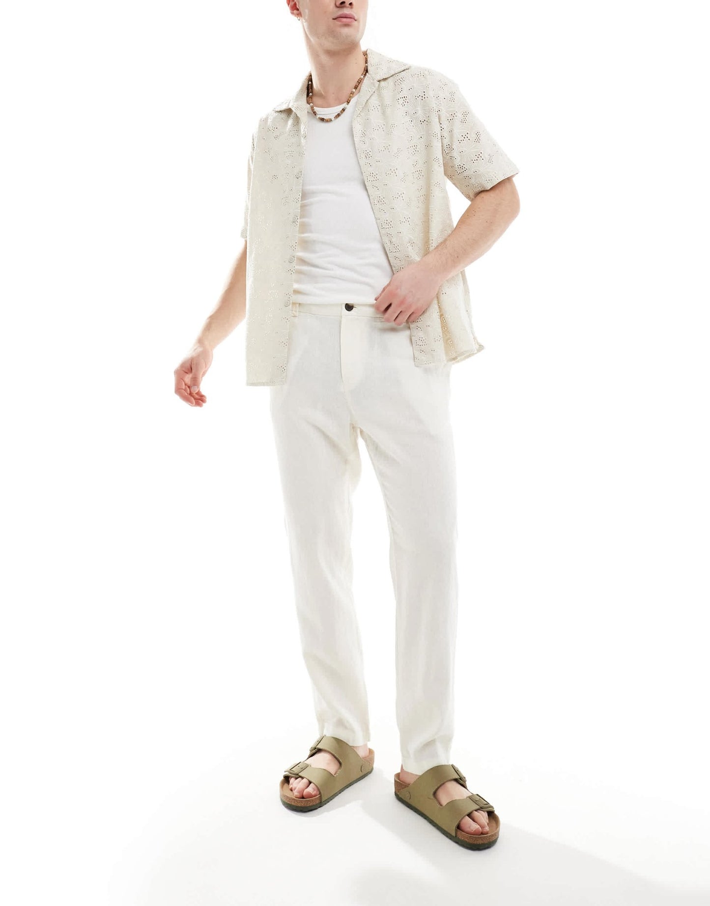 New Look linen look trouser in sand - ASOS Sample Sale
