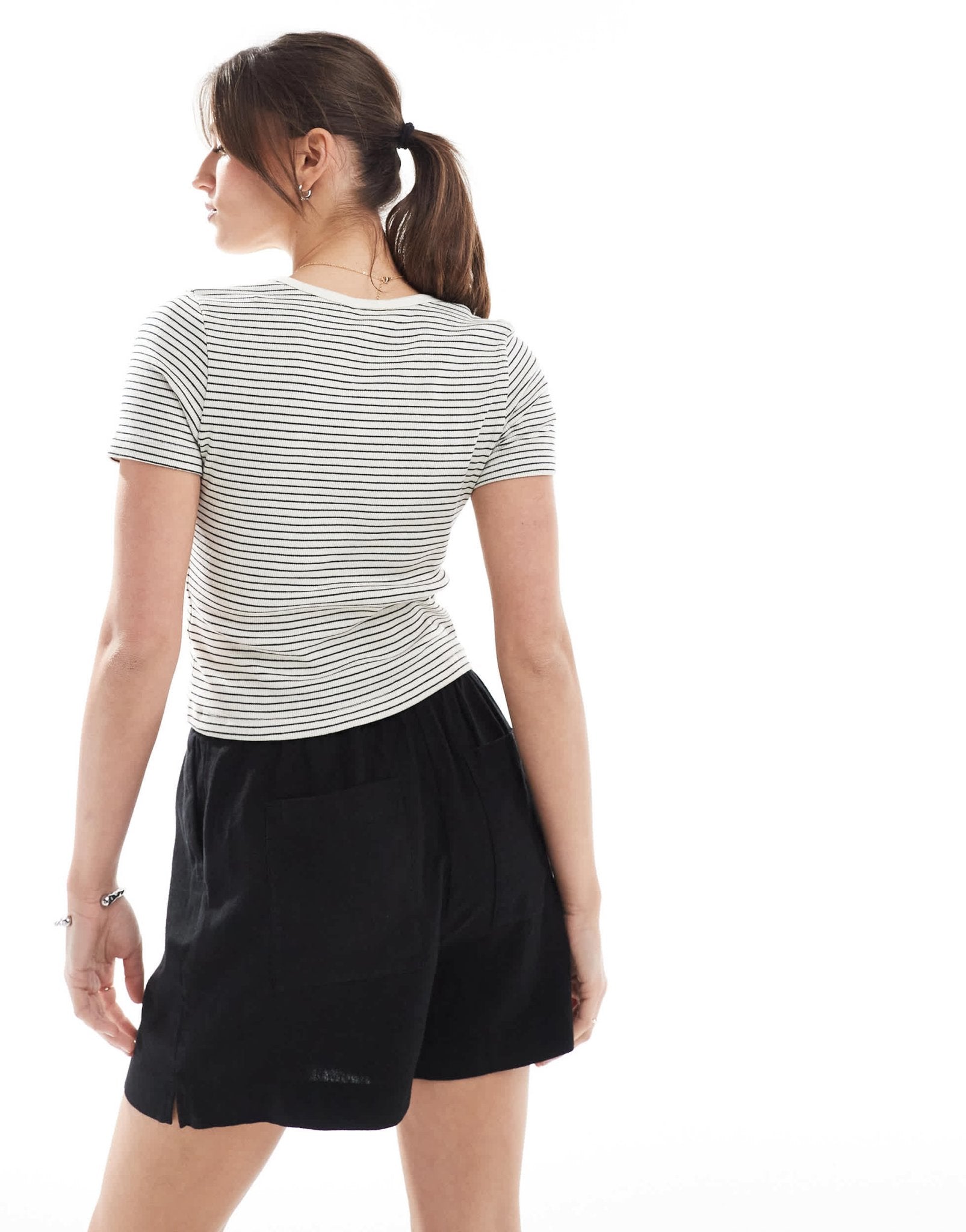 New look linen pull on short in black - ASOS Sample Sale
