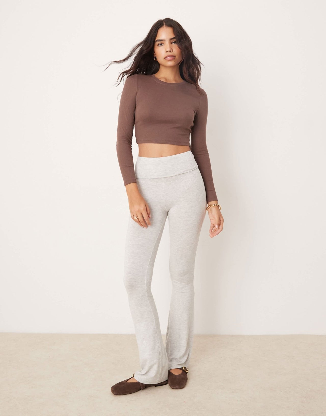 New Look long sleeve crew neck top in brown - ASOS Sample Sale