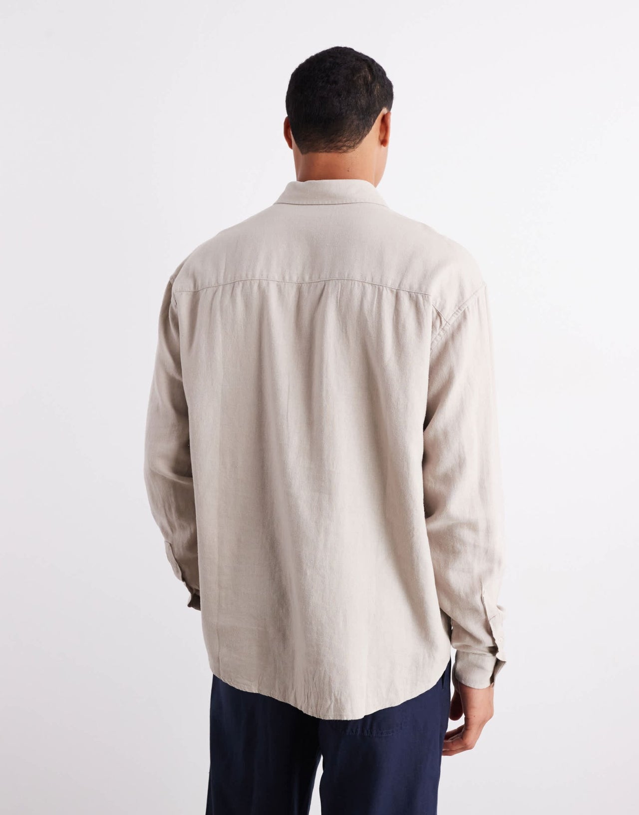 New Look long sleeve floaty linen look shirt co-ord in stone - ASOS Sample Sale