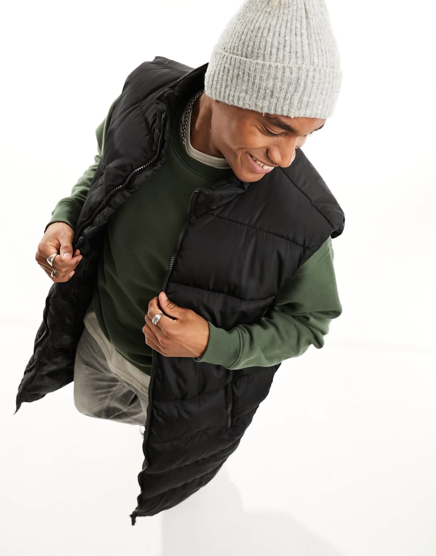 New Look longline puffer gilet in black - ASOS Sample Sale