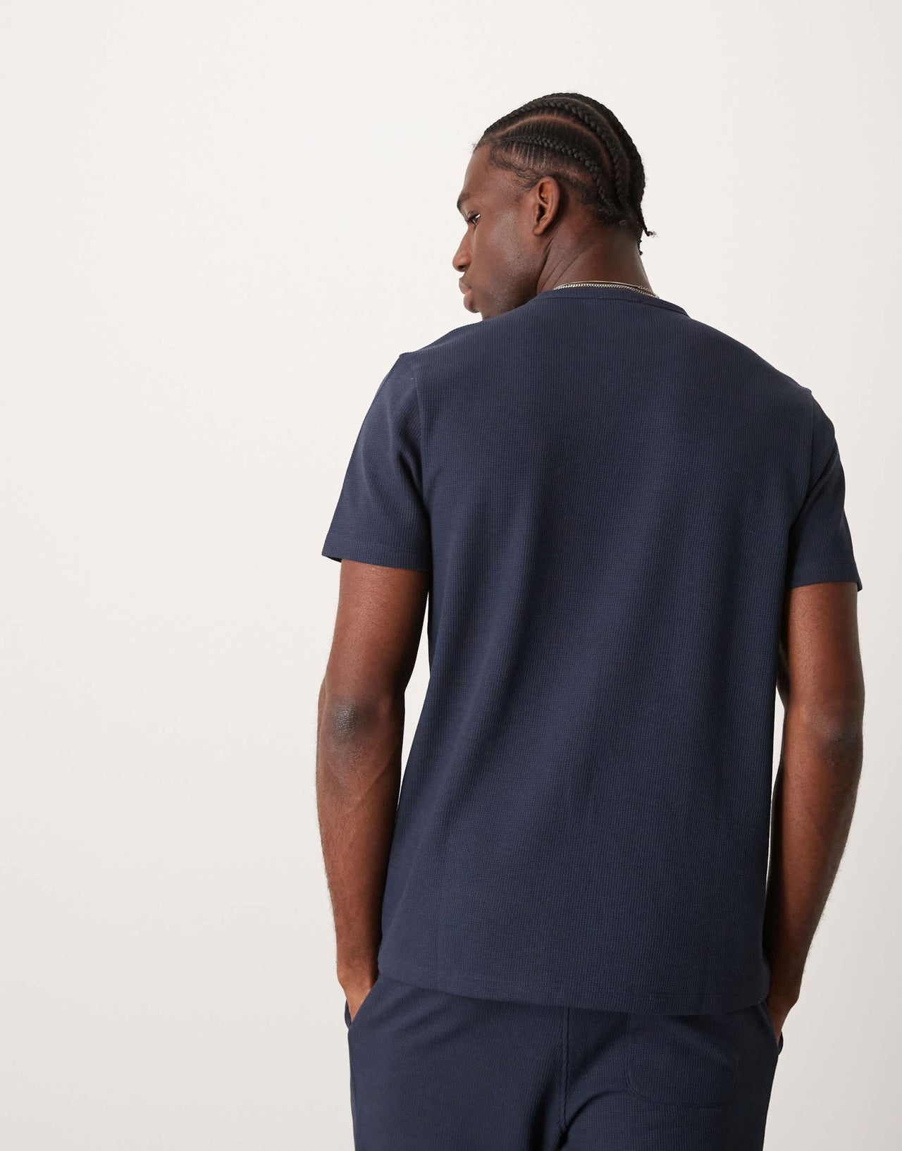 New Look loungewear waffle t-shirt co - ord in navy - ASOS Sample Sale