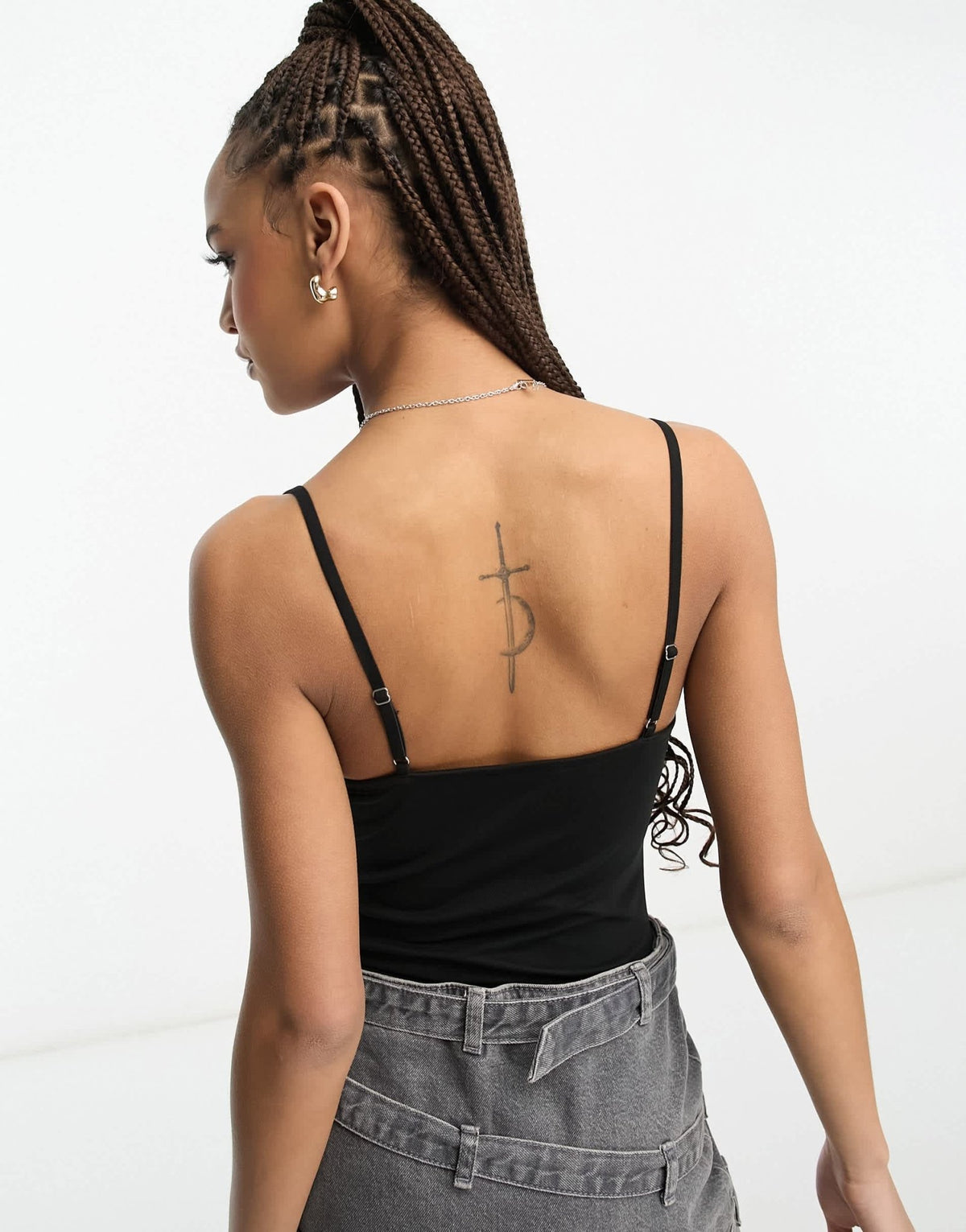 New Look mesh strappy bodysuit in black - ASOS Sample Sale