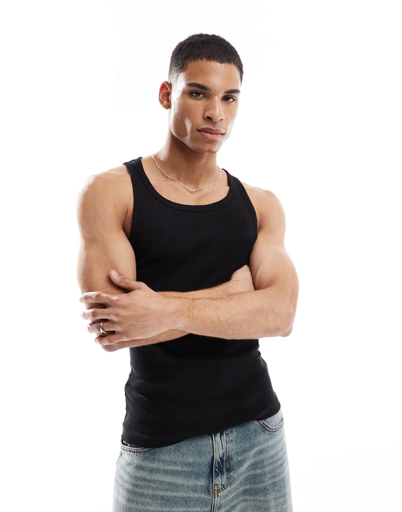 New Look muscle fit rib vest in black - ASOS Sample Sale