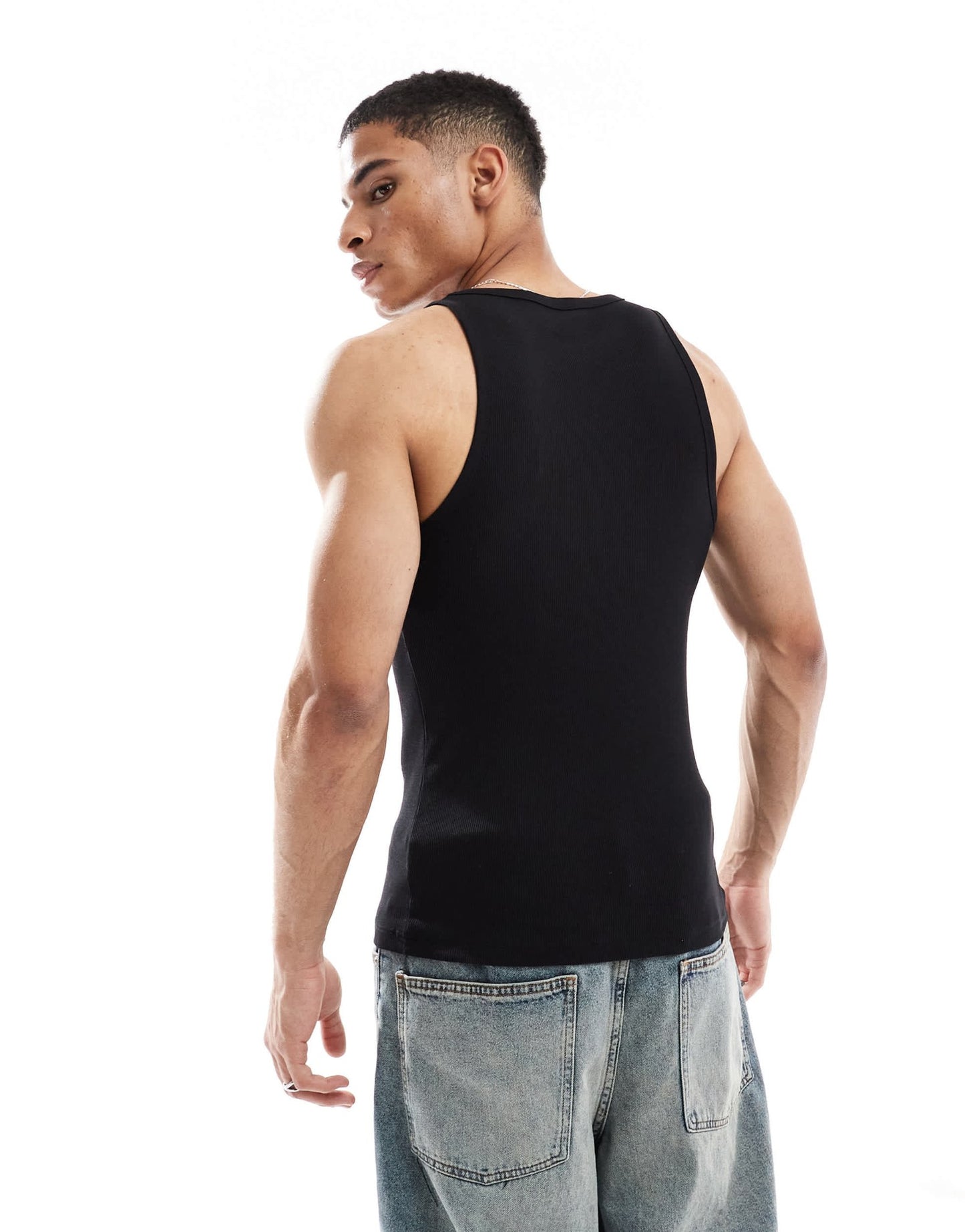 New Look muscle fit rib vest in black - ASOS Sample Sale