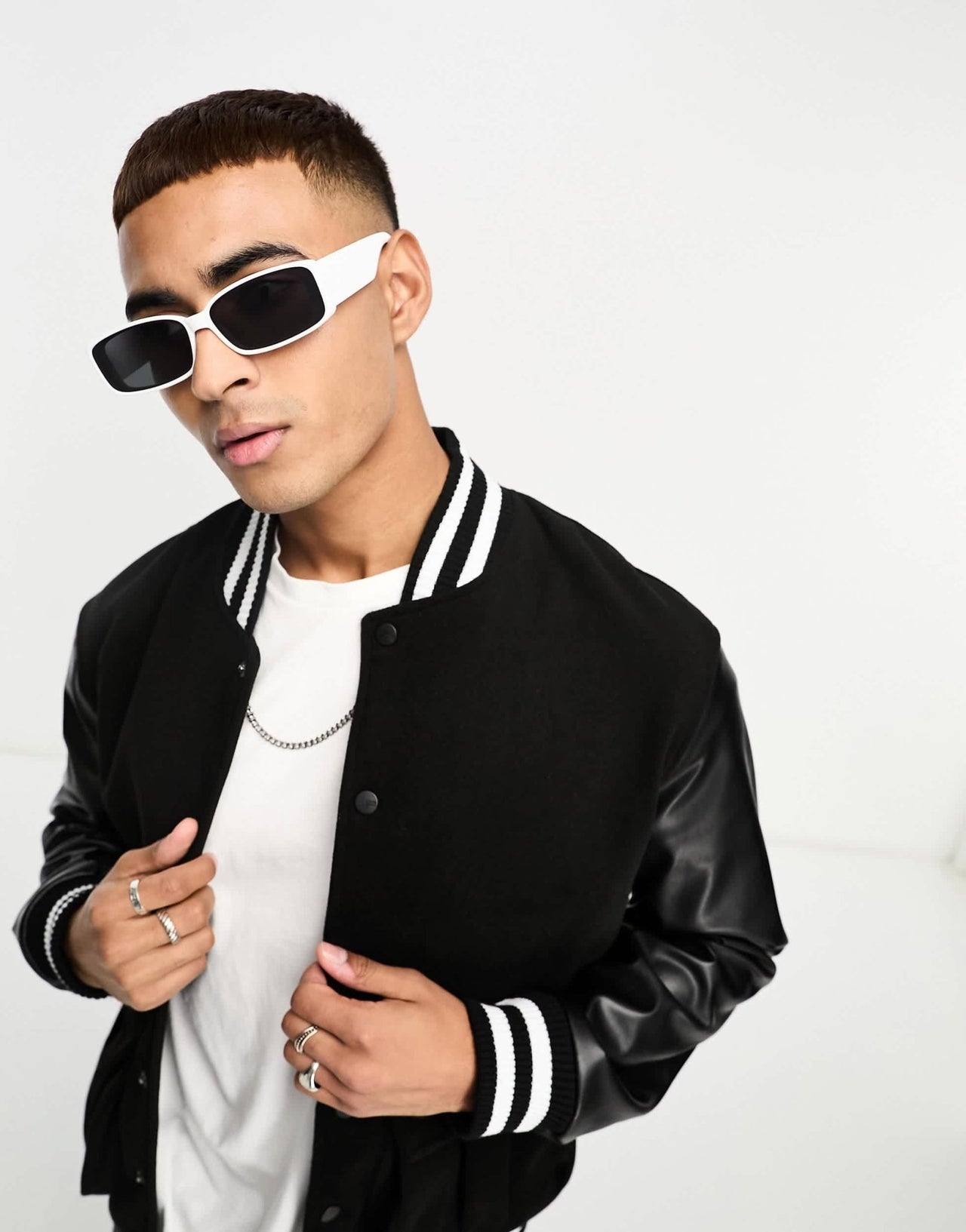 New Look narrow square sunglasses in white - ASOS Sample Sale