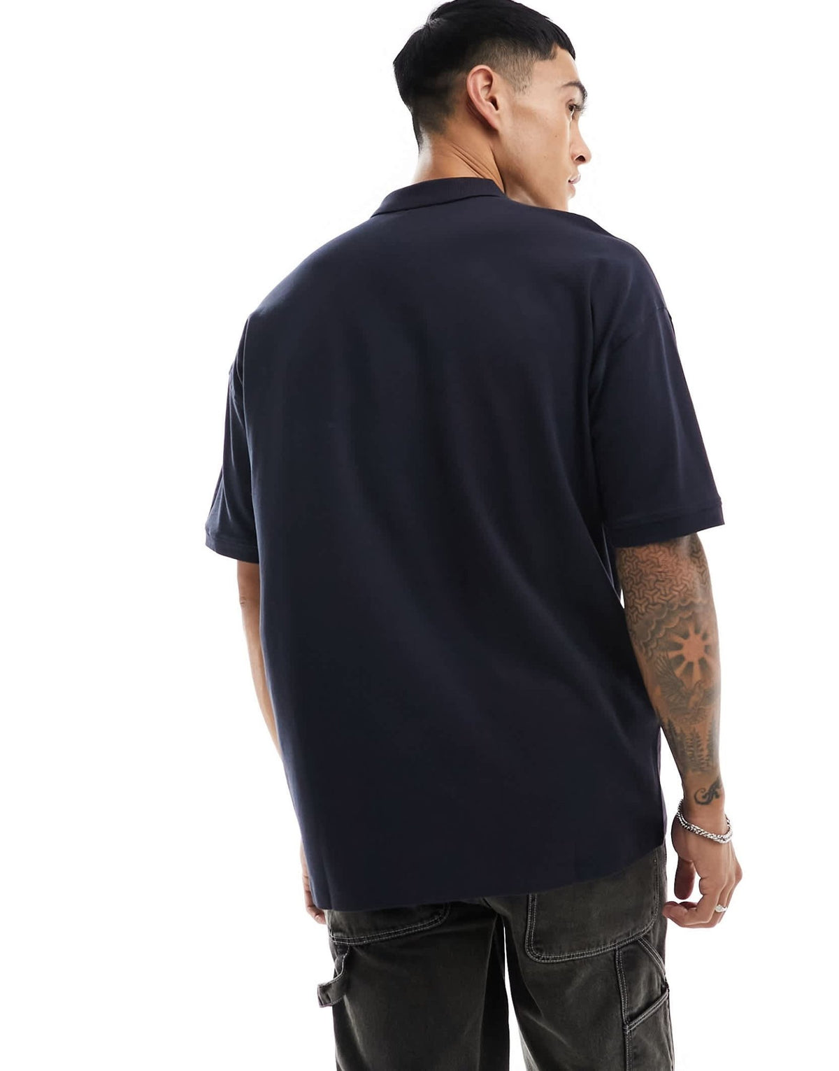 New look oversized pique polo in navy - ASOS Sample Sale