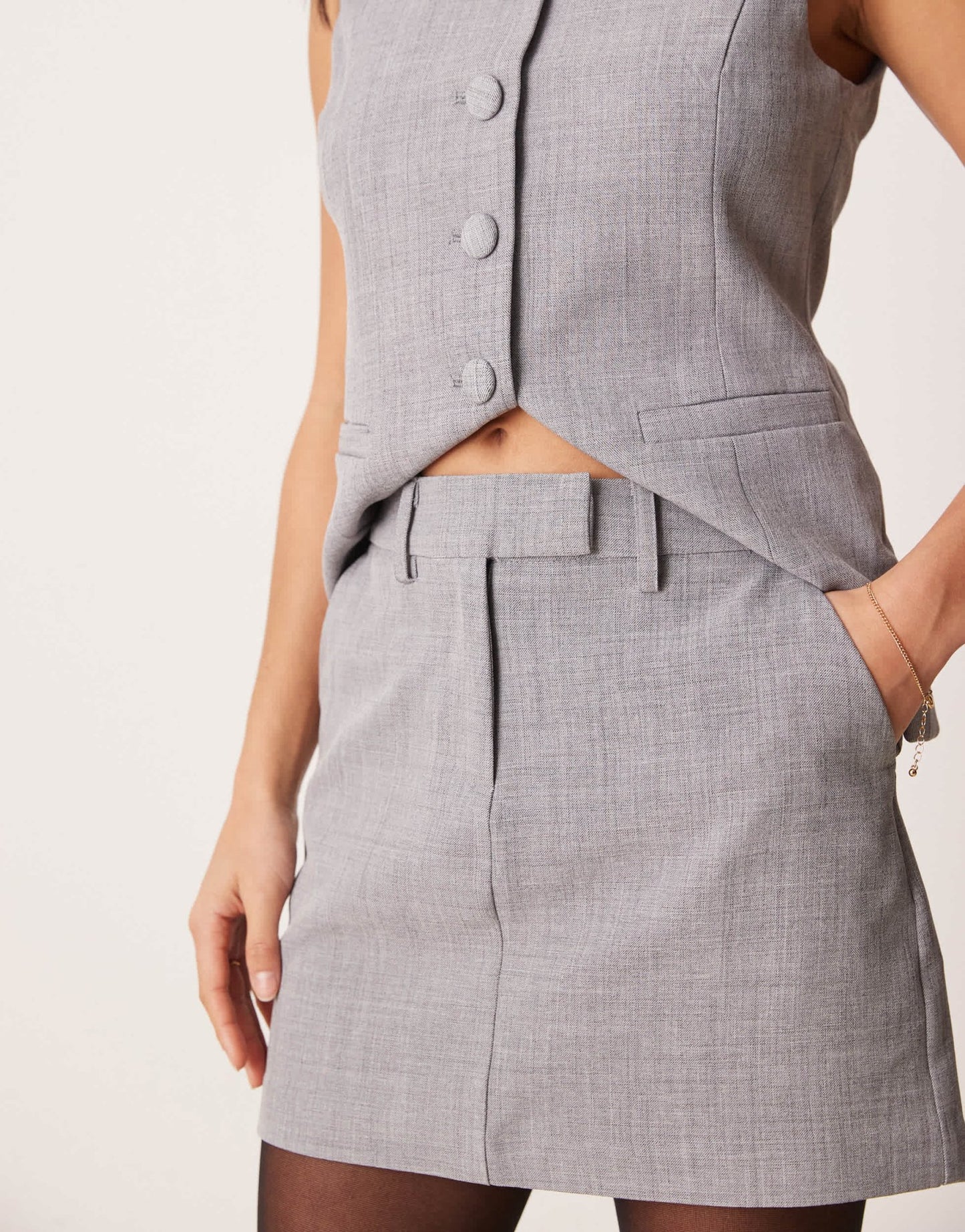 New Look Petite tailored mini skirt co - ord in grey - ASOS Sample Sale