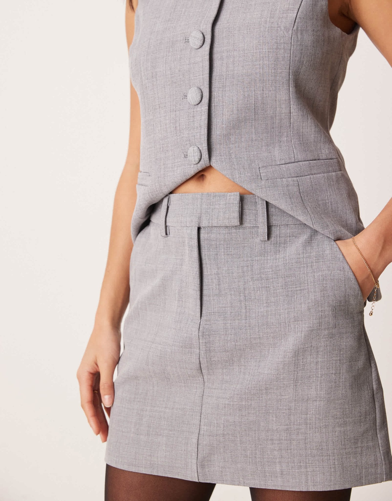 New Look Petite tailored mini skirt co - ord in grey - ASOS Sample Sale