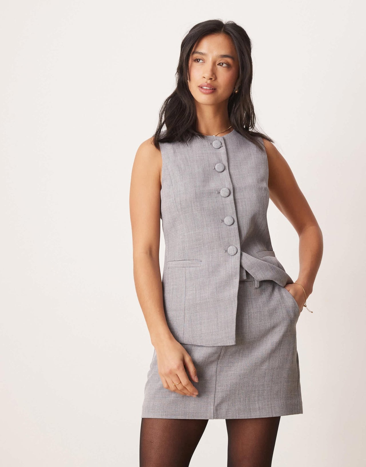 New Look Petite tailored mini skirt co - ord in grey - ASOS Sample Sale