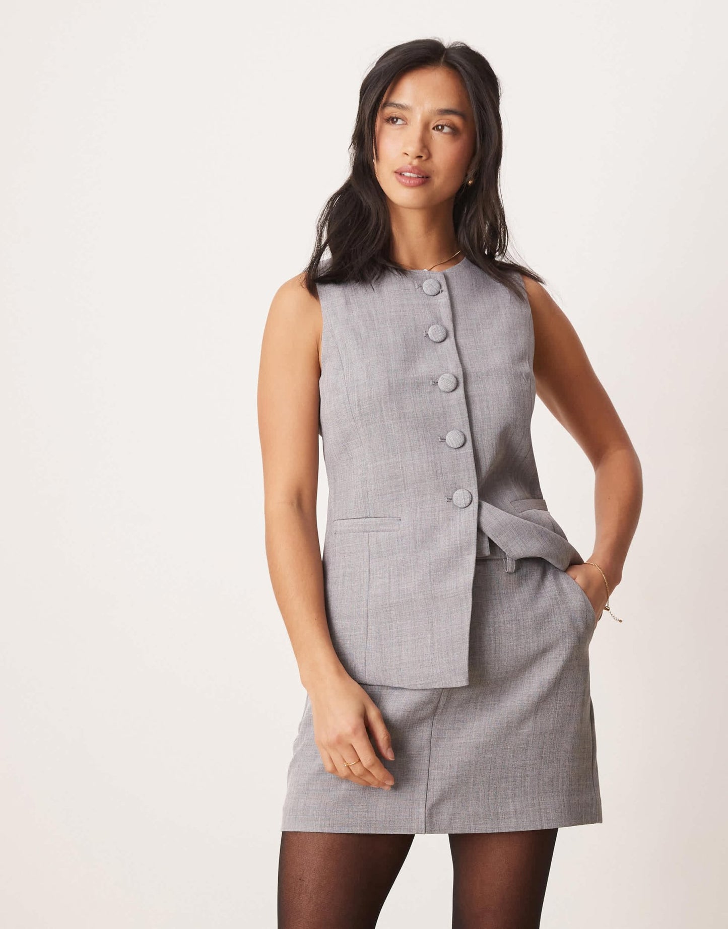 New Look Petite tailored mini skirt co - ord in grey - ASOS Sample Sale
