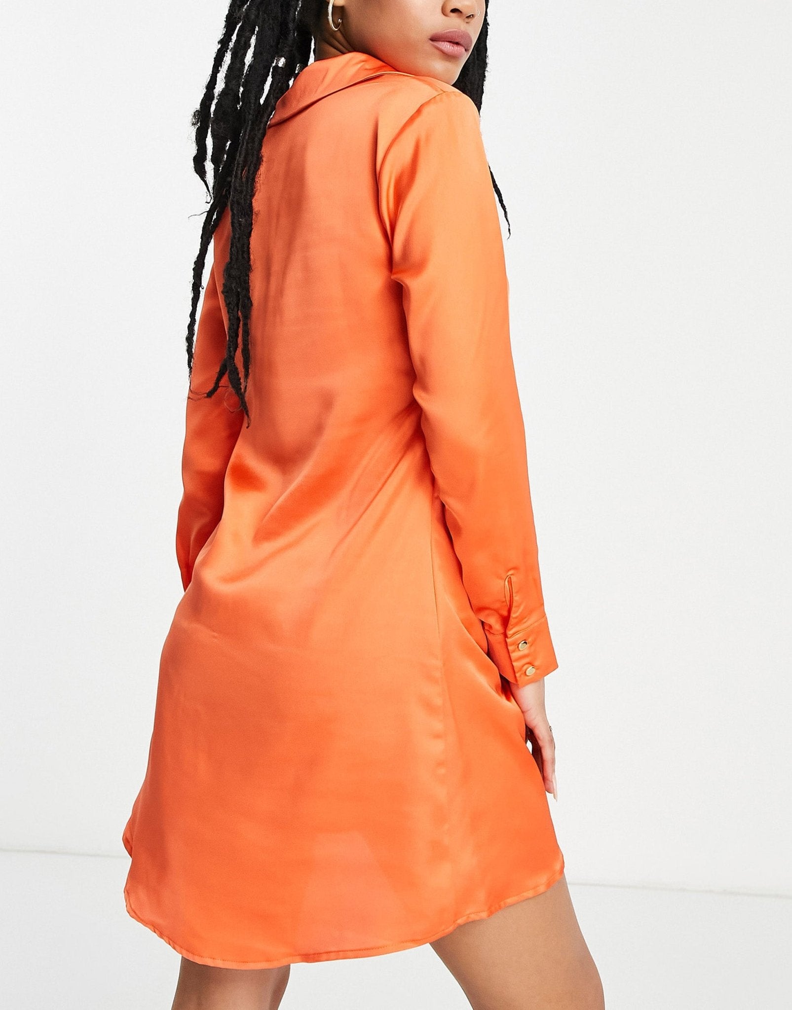 New Look Petite tie front satin dress in orange - ASOS Sample Sale