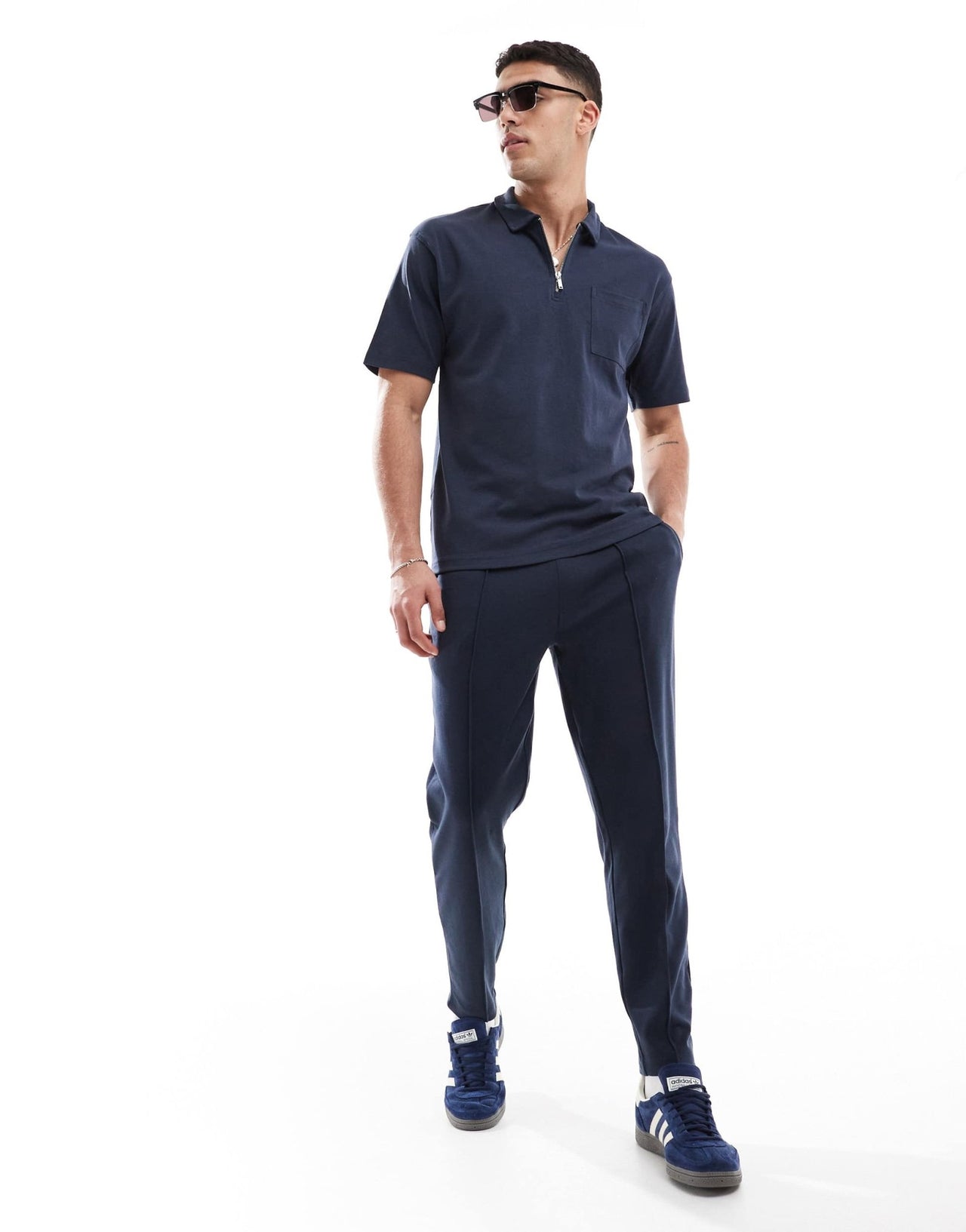 New Look pintuck jogger co - ord in navy - ASOS Sample Sale