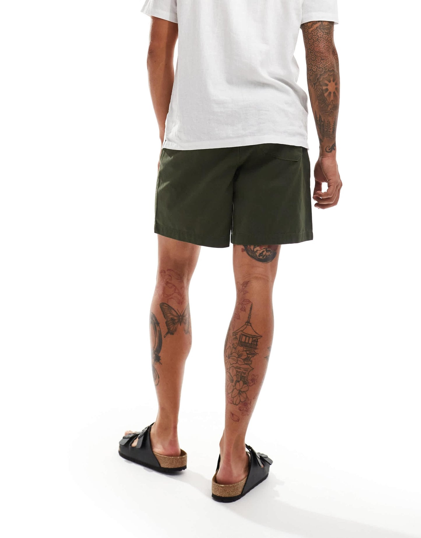 New Look pintuck shorts in khaki - ASOS Sample Sale