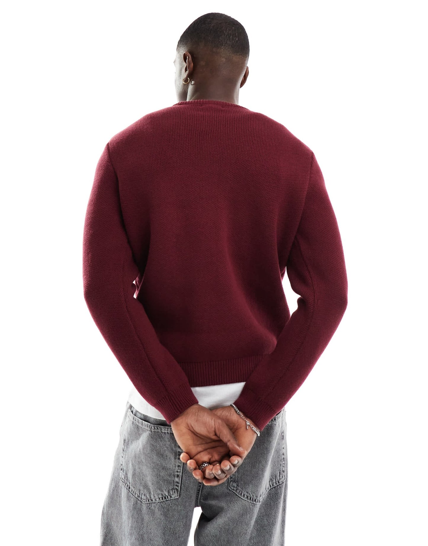 New Look premium heavyweight cotton jumper in burgundy - ASOS Sample Sale