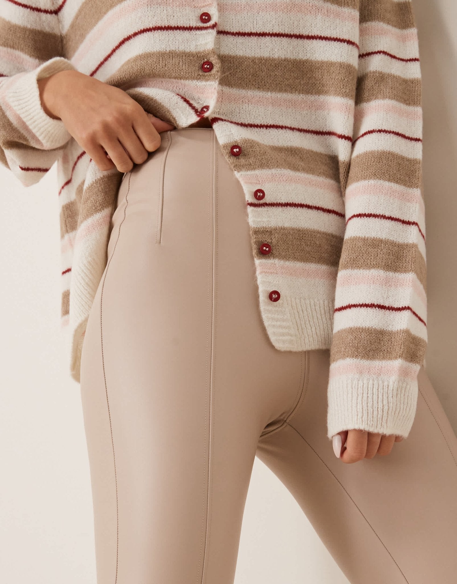 New Look PU leggings in off white - ASOS Sample Sale