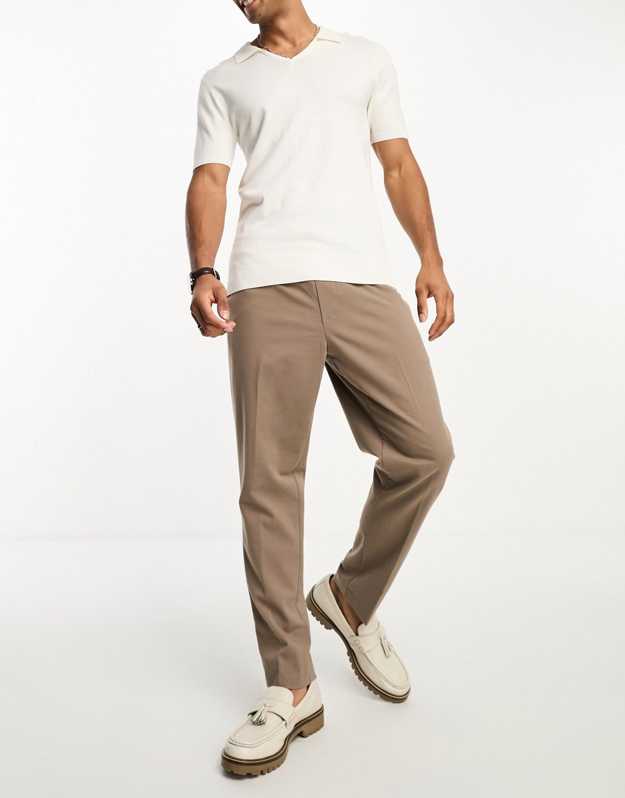 New Look pull on smart trousers in camel - ASOS Sample Sale