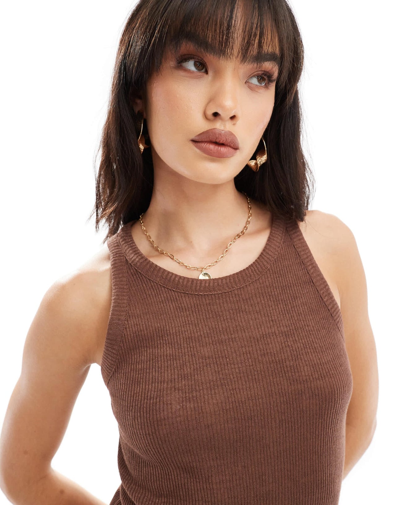 New Look racer tank midi dress in brown - ASOS Sample Sale