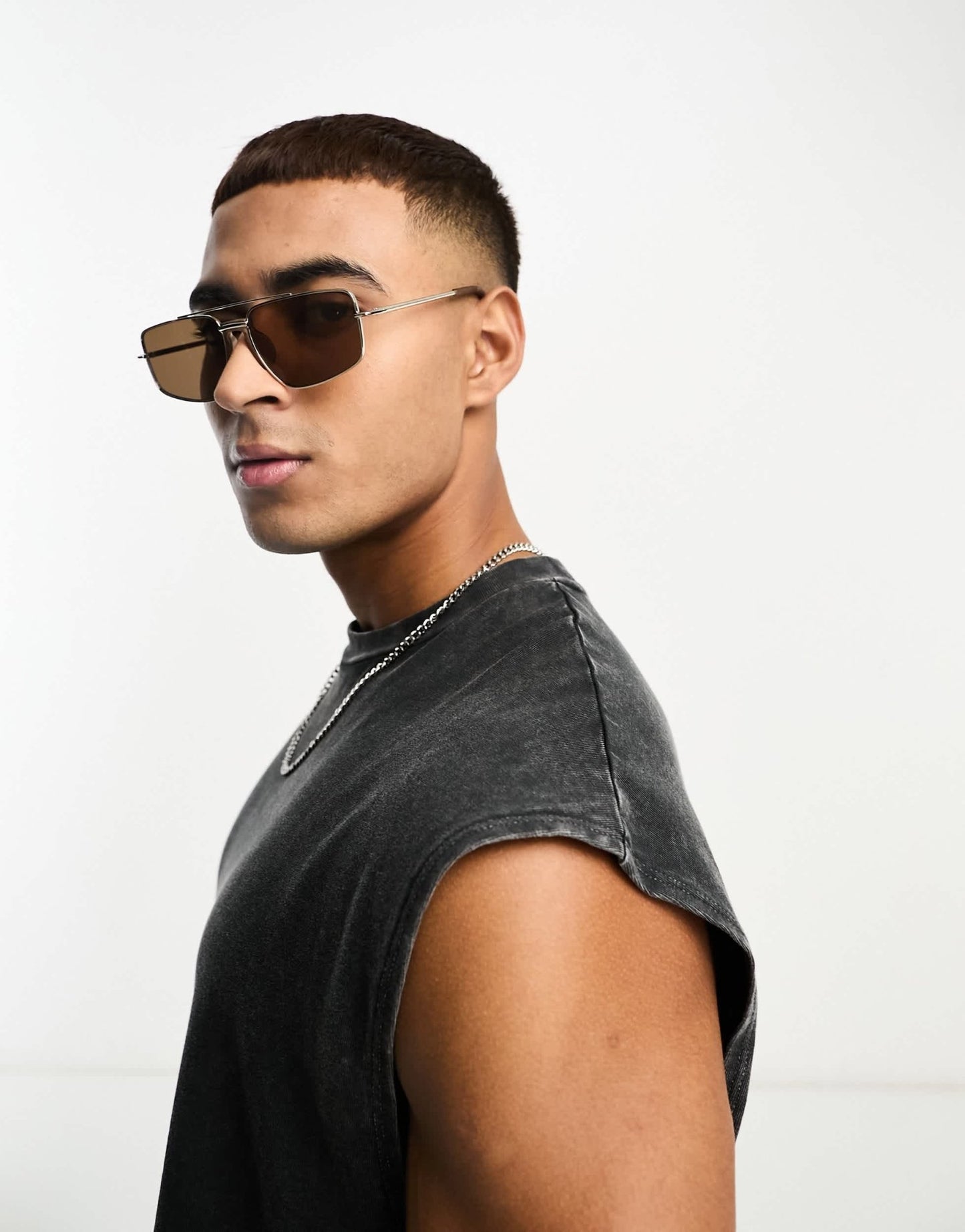 New Look rectangle aviator sunglasses in silver - ASOS Sample Sale