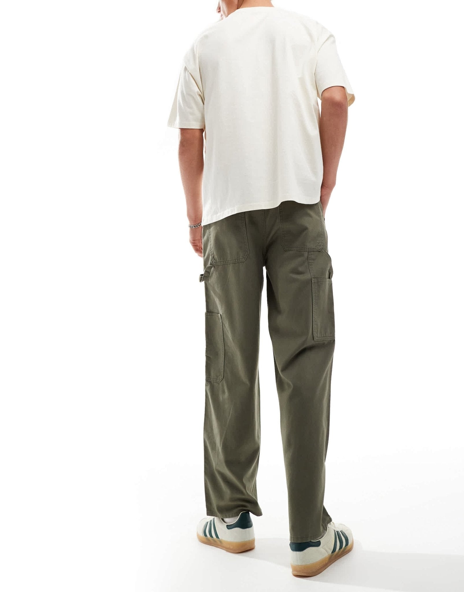 New Look relaxed carpenter trousers in dark khaki - ASOS Sample Sale