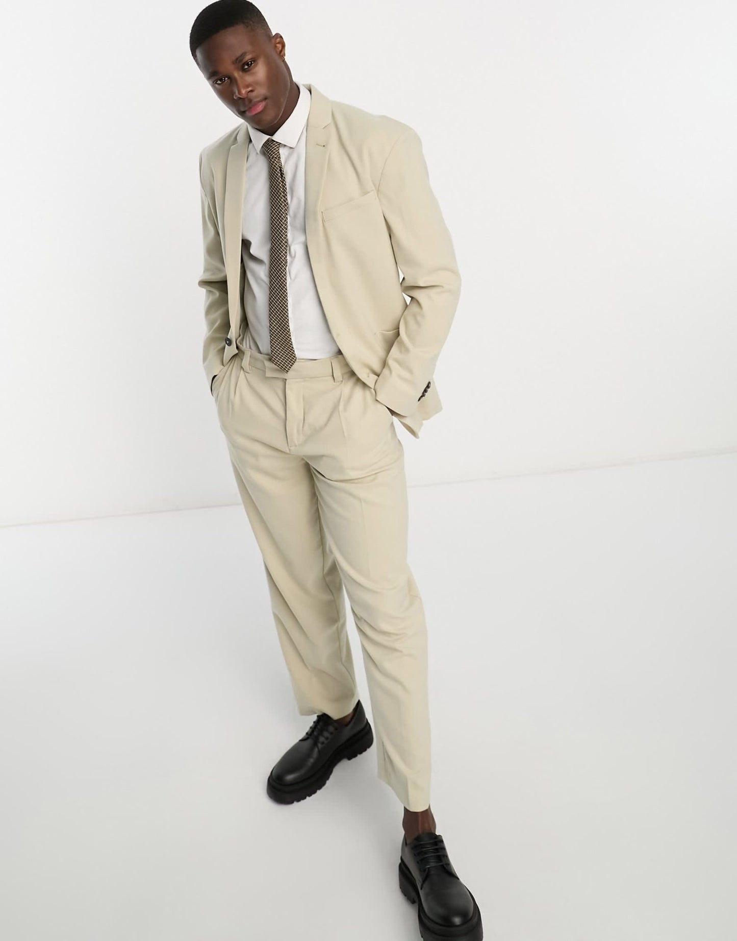 New Look relaxed fit suit jacket in oatmeal - suit 12 - ASOS Sample Sale