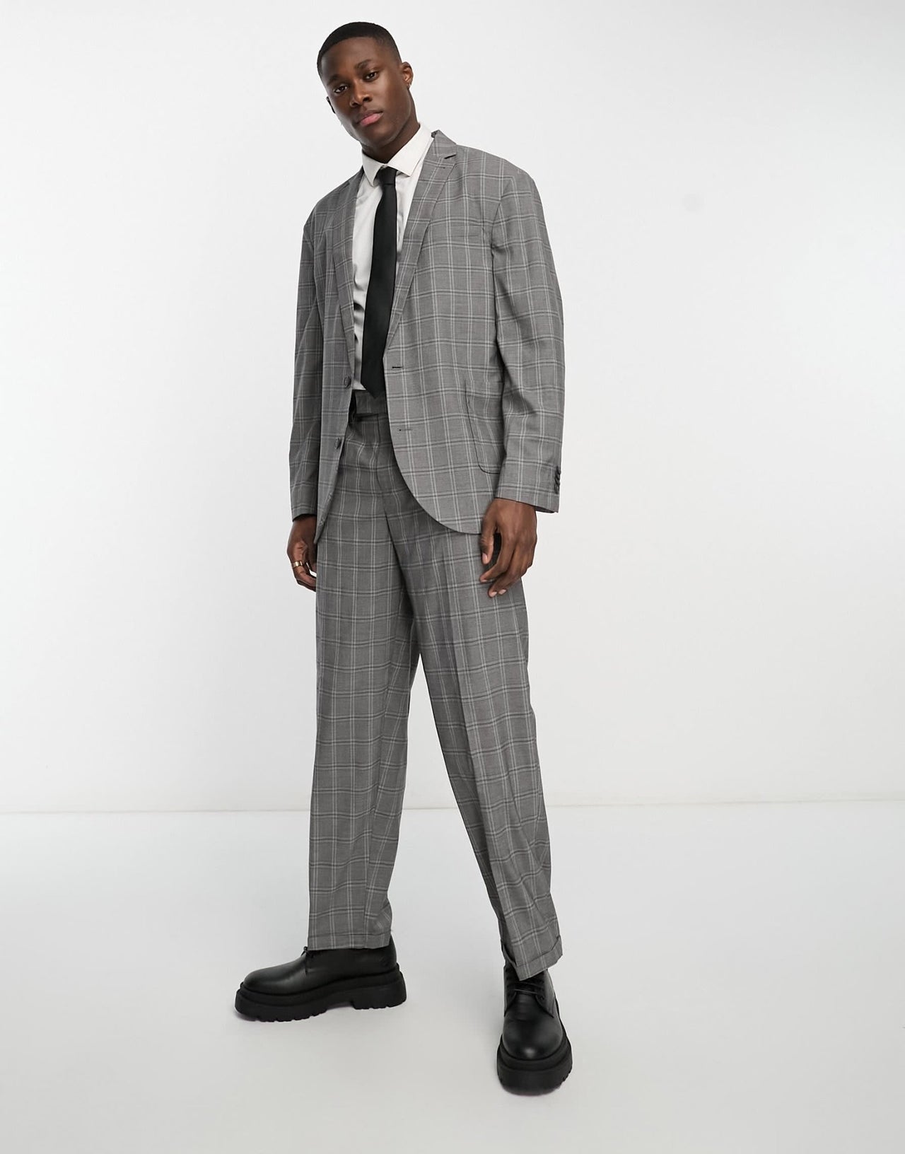 New Look relaxed suit jacket in grey heritage check - ASOS Sample Sale