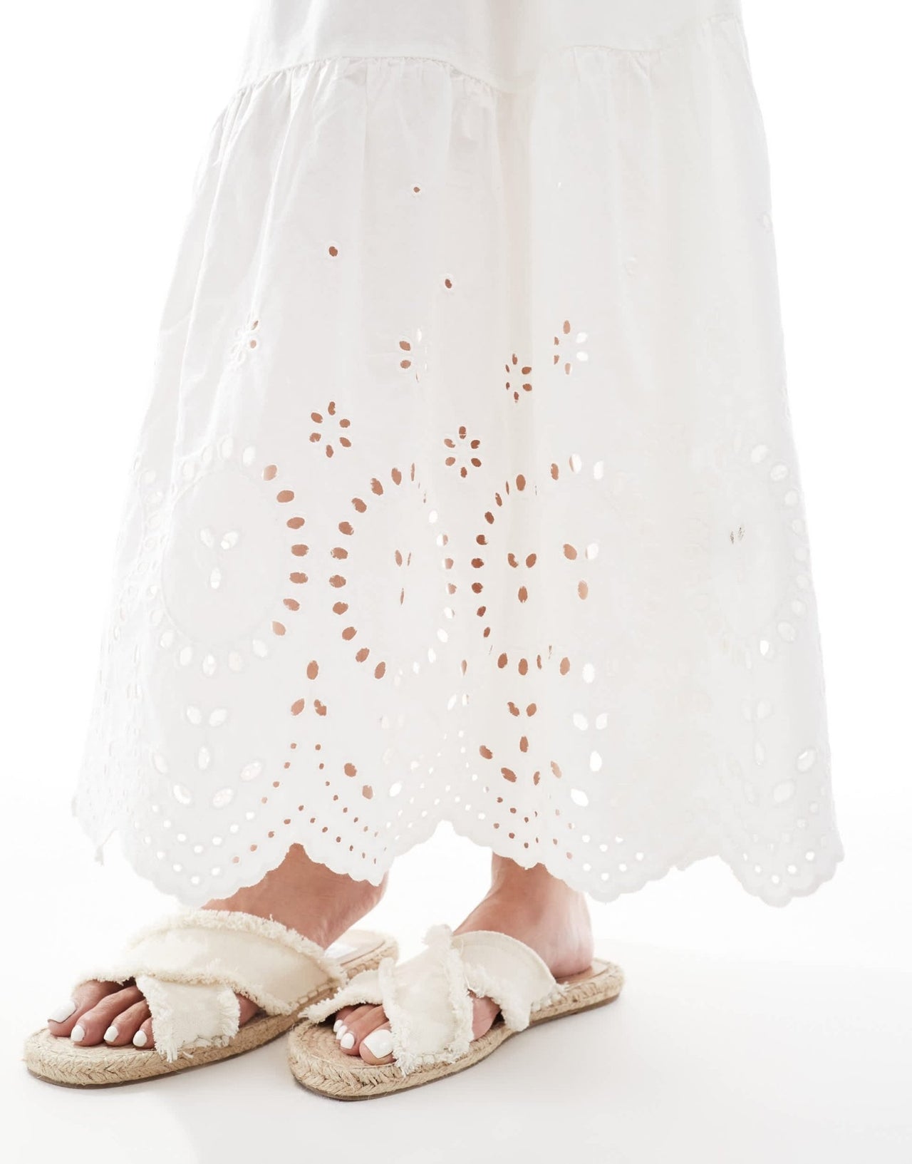 New Look ribbed racer embroidered midi dress in white - ASOS Sample Sale