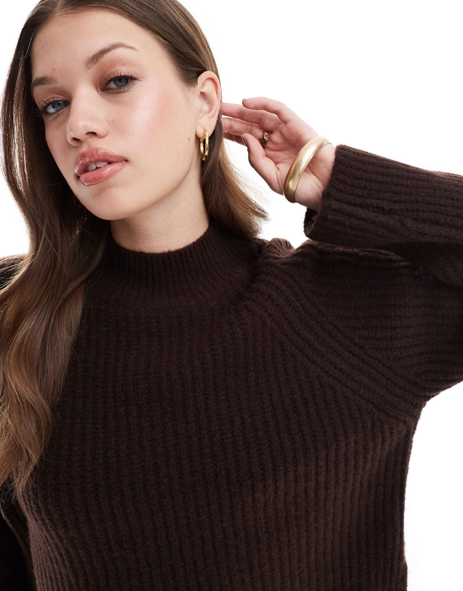 New Look ribbed raglan jumper in brown - ASOS Sample Sale