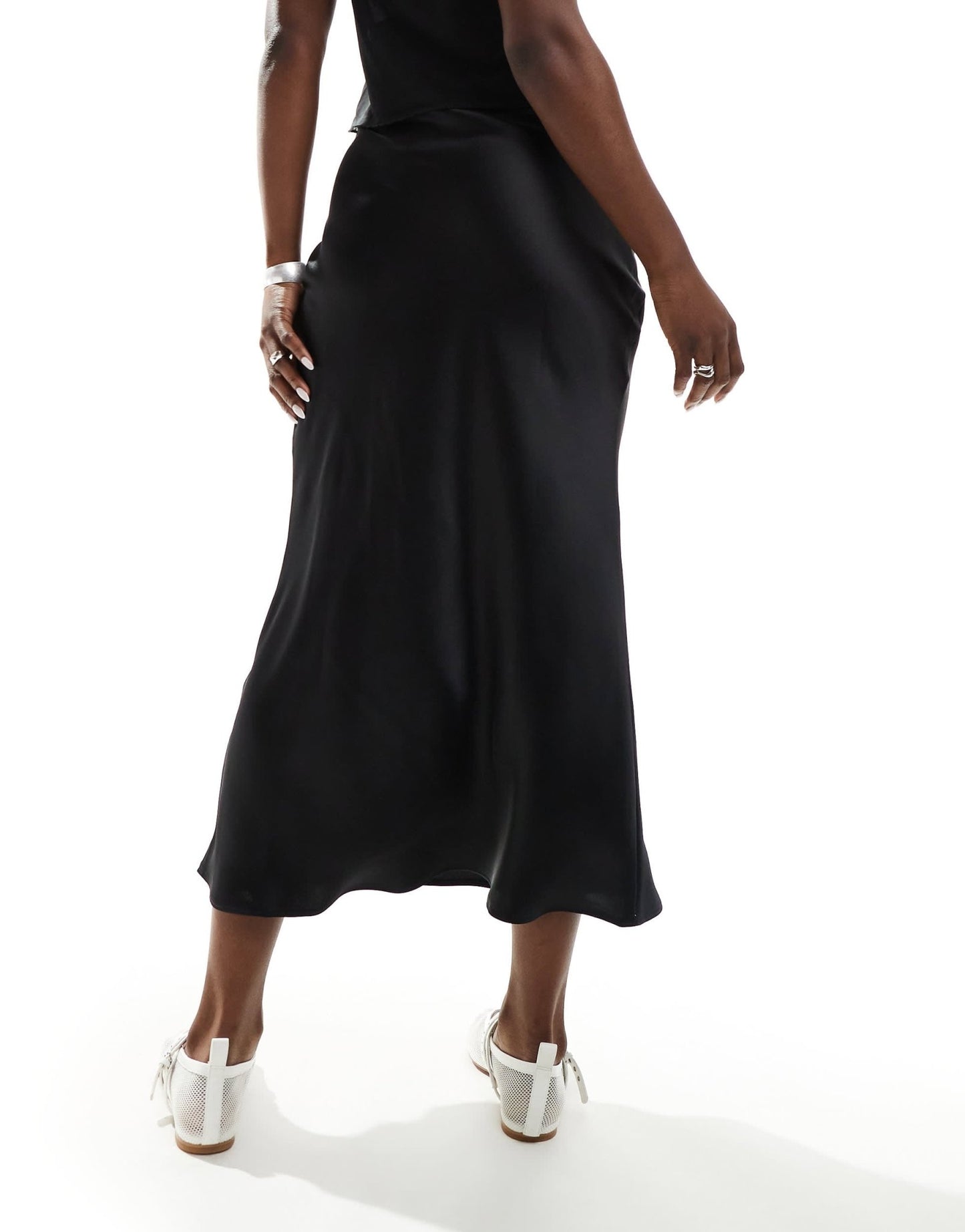 New Look satin bias midi skirt in black - ASOS Sample Sale