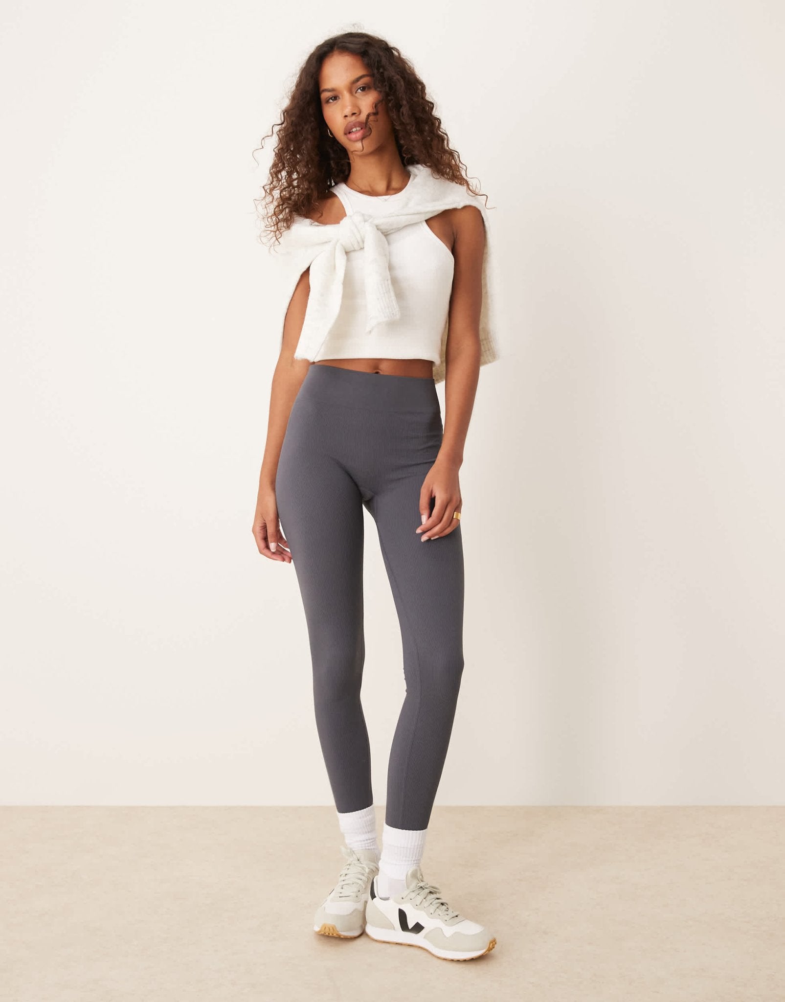 New Look seamless ribbed leggings in grey - ASOS Sample Sale