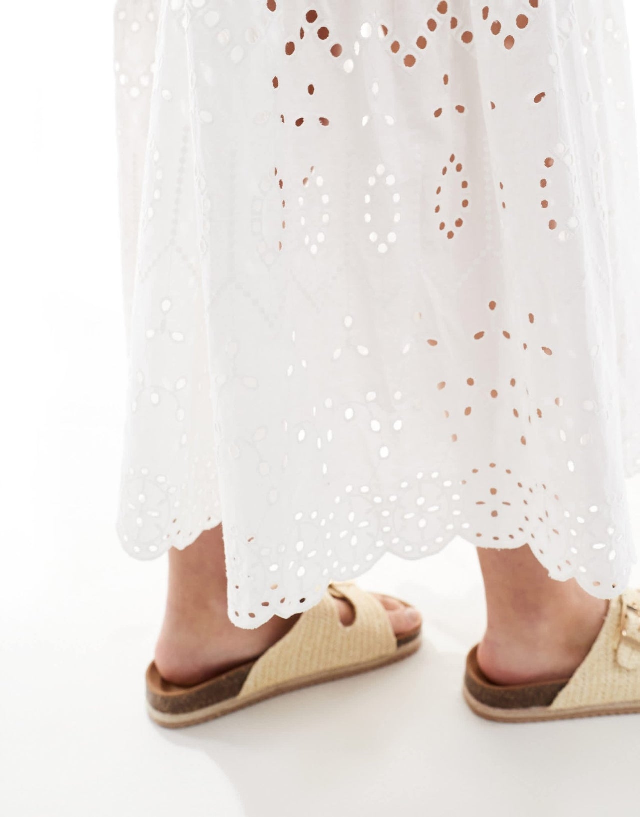 New Look shirred bandeau broderie maxi dress in white - ASOS Sample Sale
