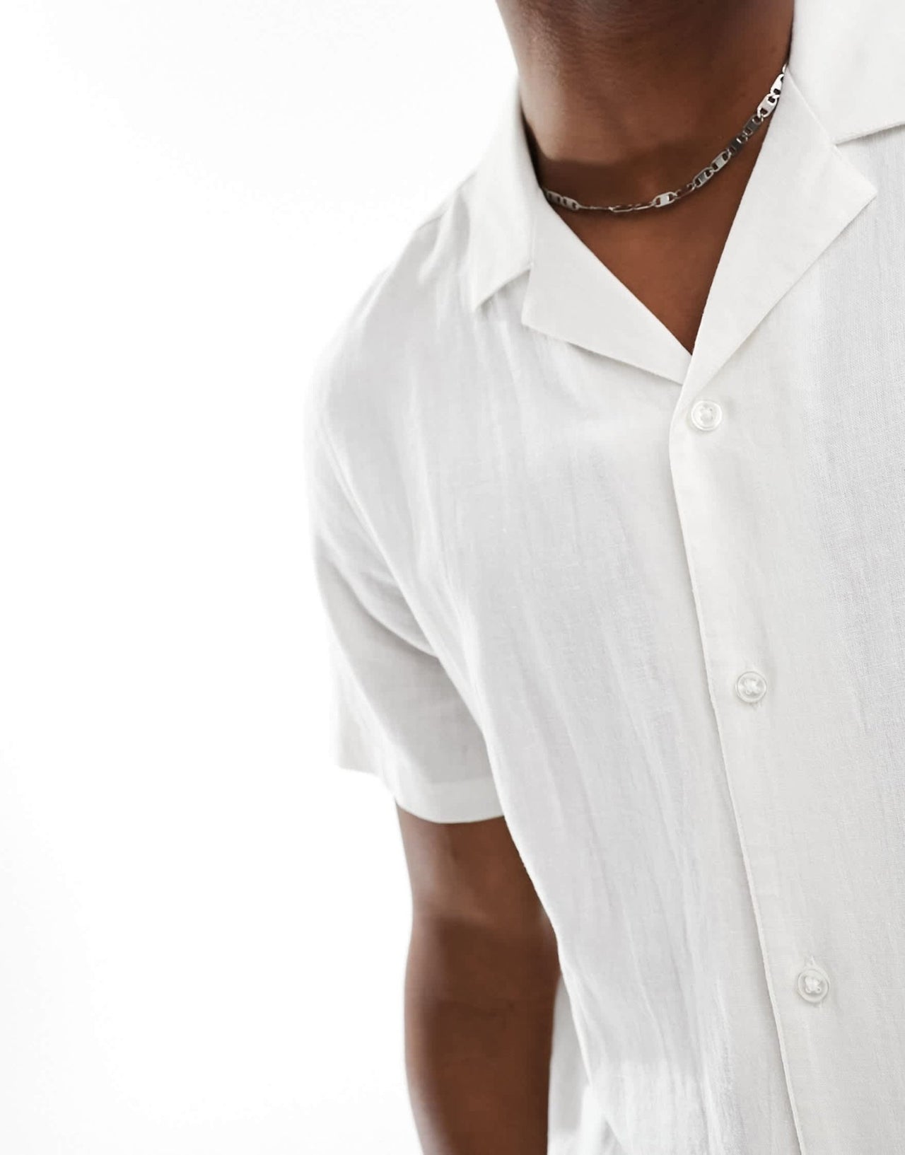 New Look short sleeve linen blend shirt in white - ASOS Sample Sale