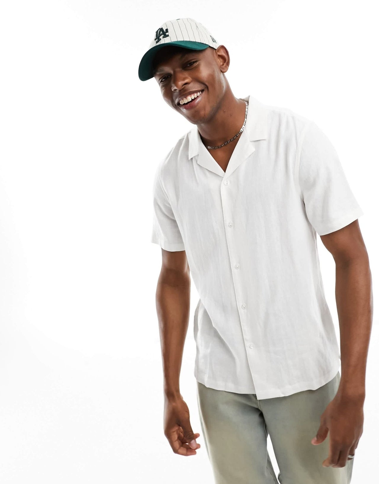 New Look short sleeve linen blend shirt in white - ASOS Sample Sale
