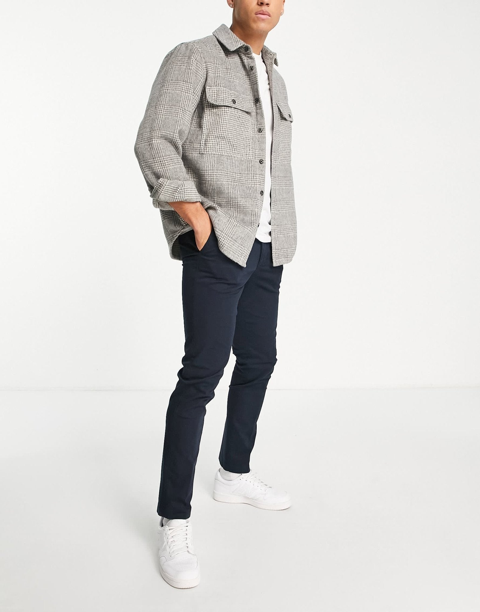 New Look skinny chino trousers in navy - ASOS Sample Sale