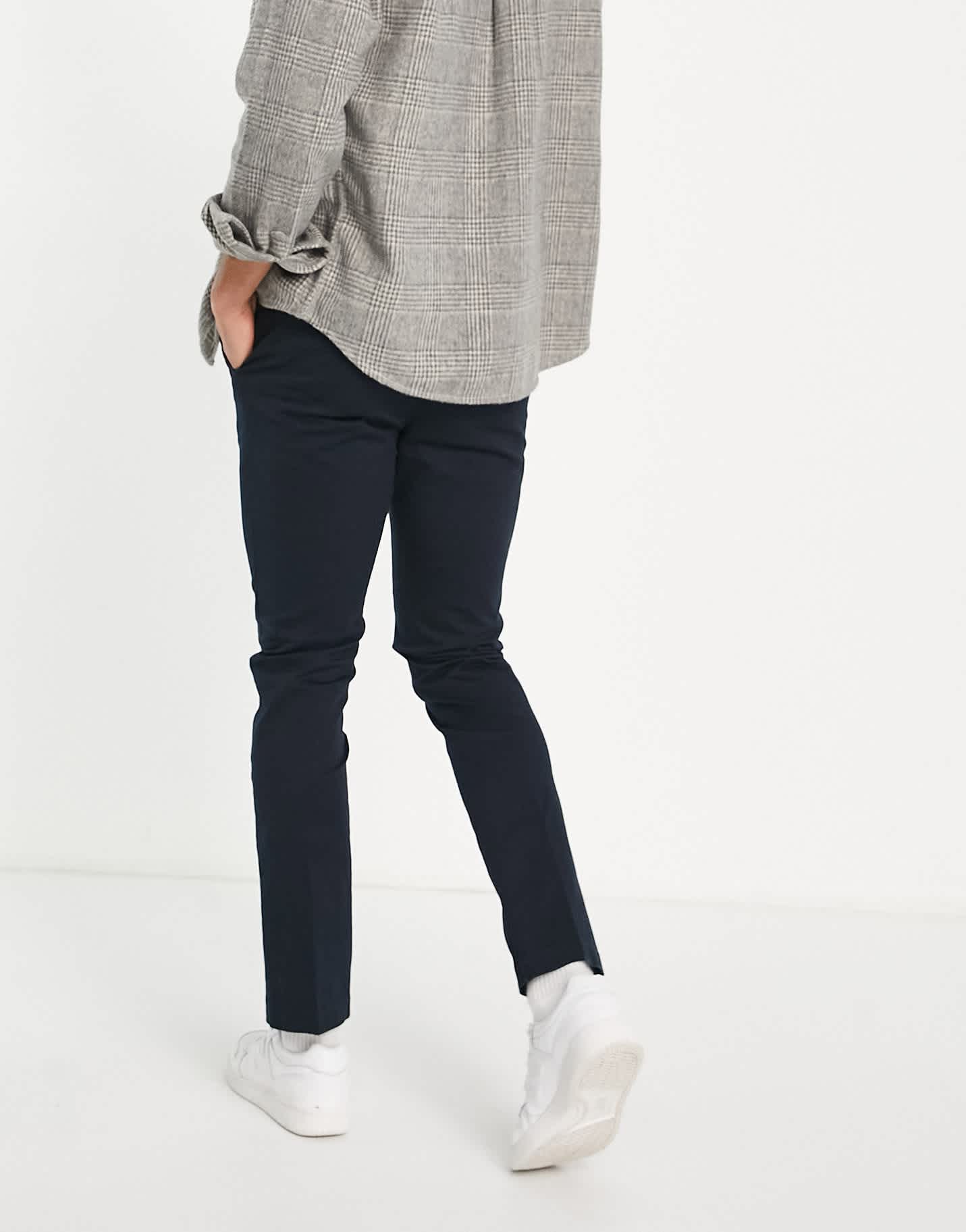 New Look skinny chino trousers in navy - ASOS Sample Sale