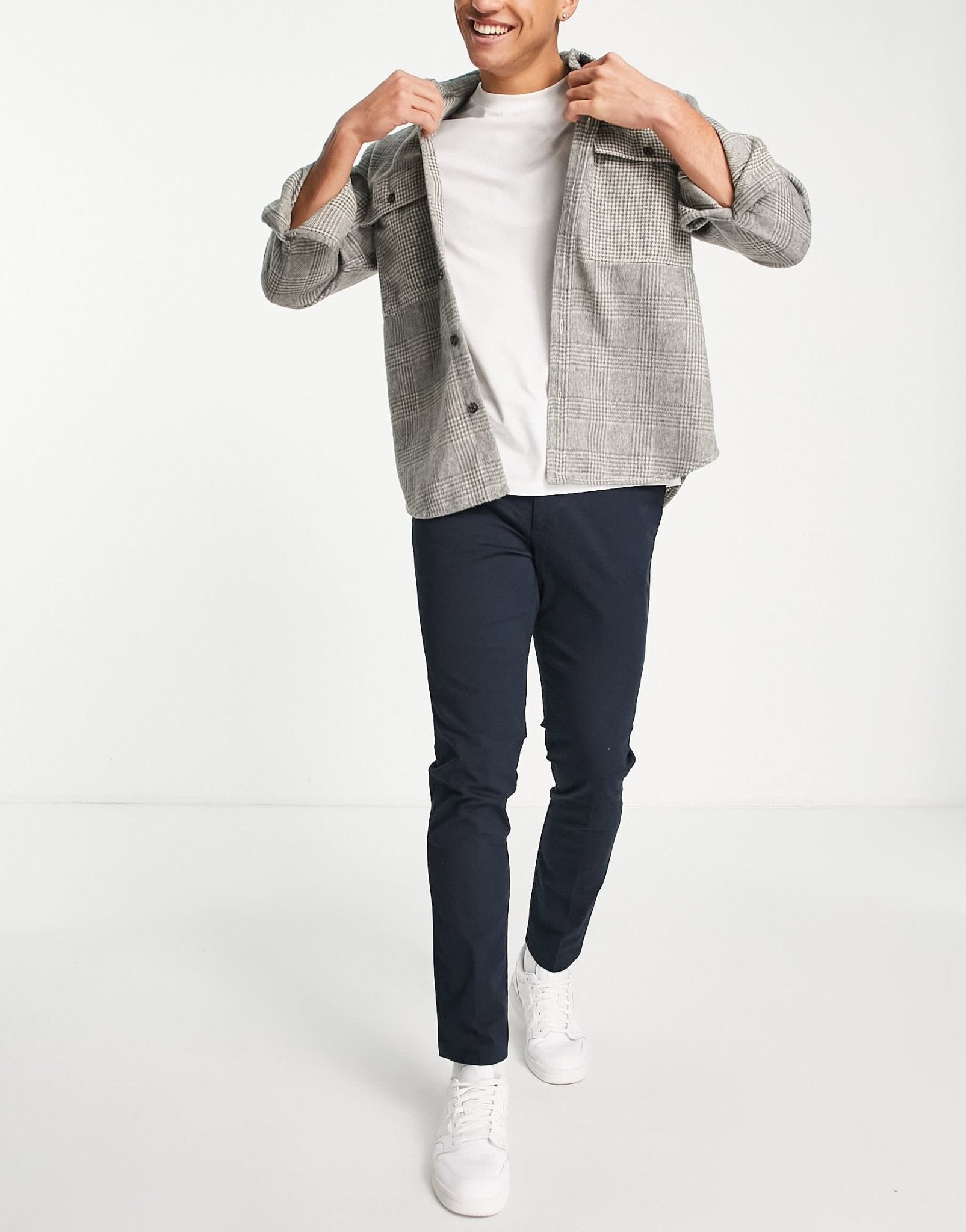 New Look skinny chino trousers in navy - ASOS Sample Sale