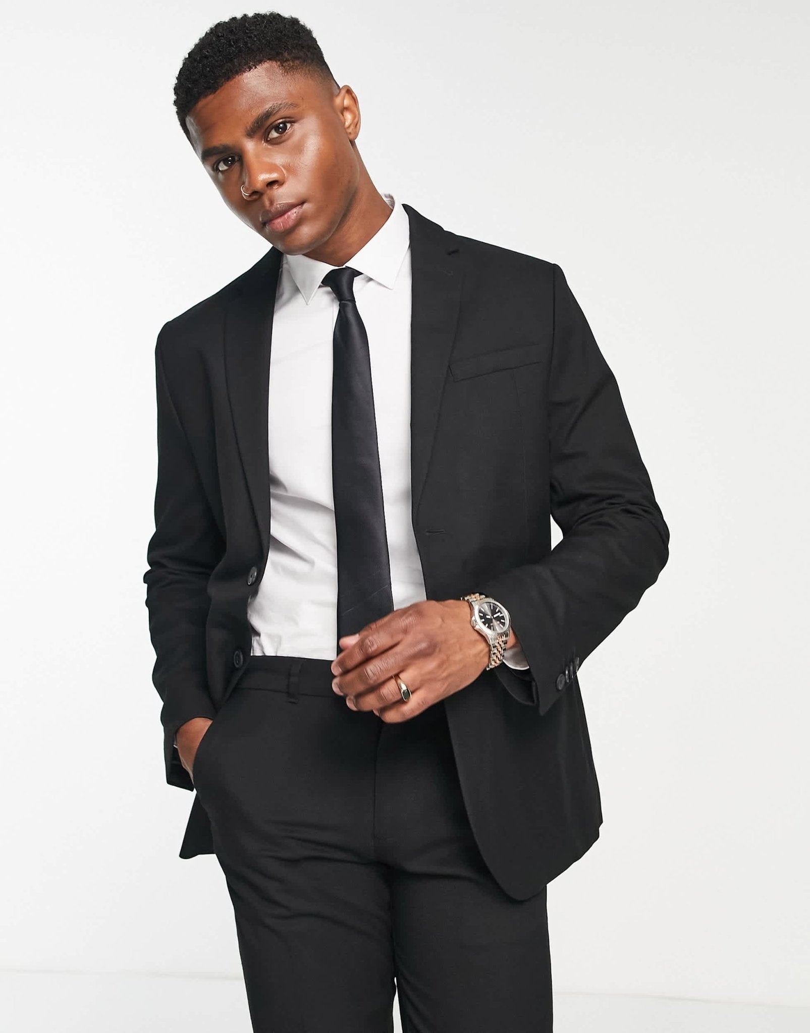New Look skinny suit jacket in black - ASOS Sample Sale