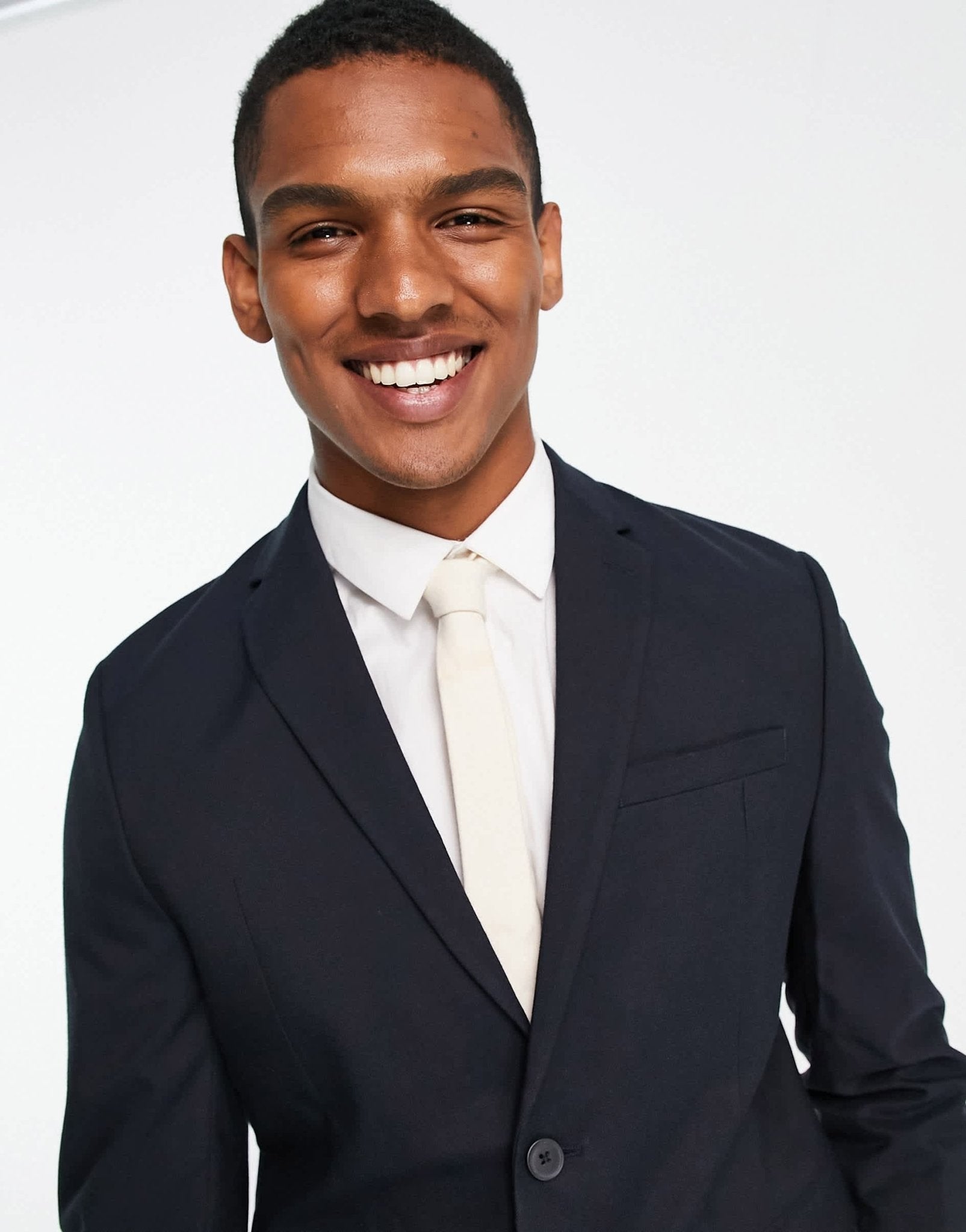 New Look skinny suit jacket in navy - ASOS Sample Sale