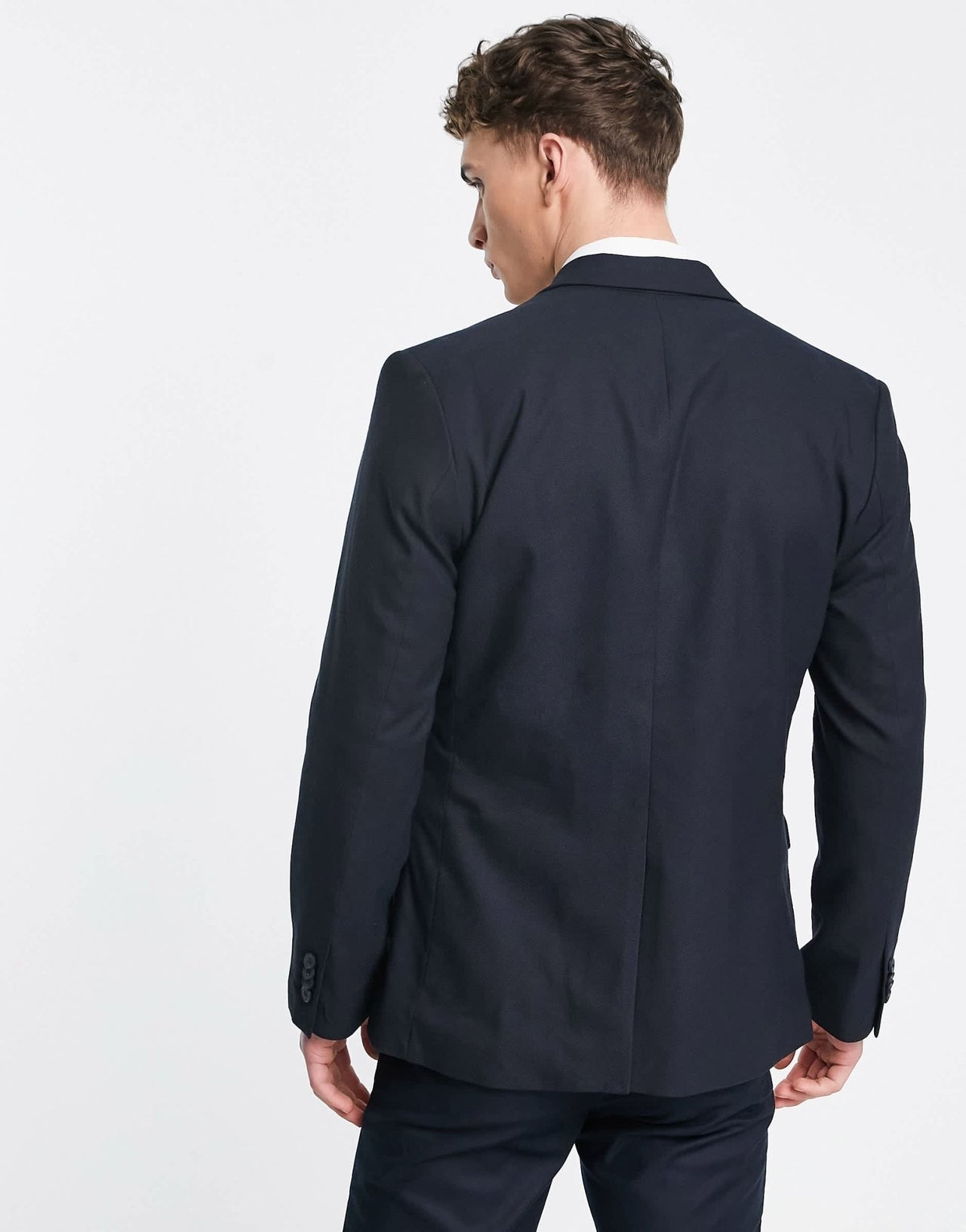 New Look skinny suit jacket in navy - ASOS Sample Sale
