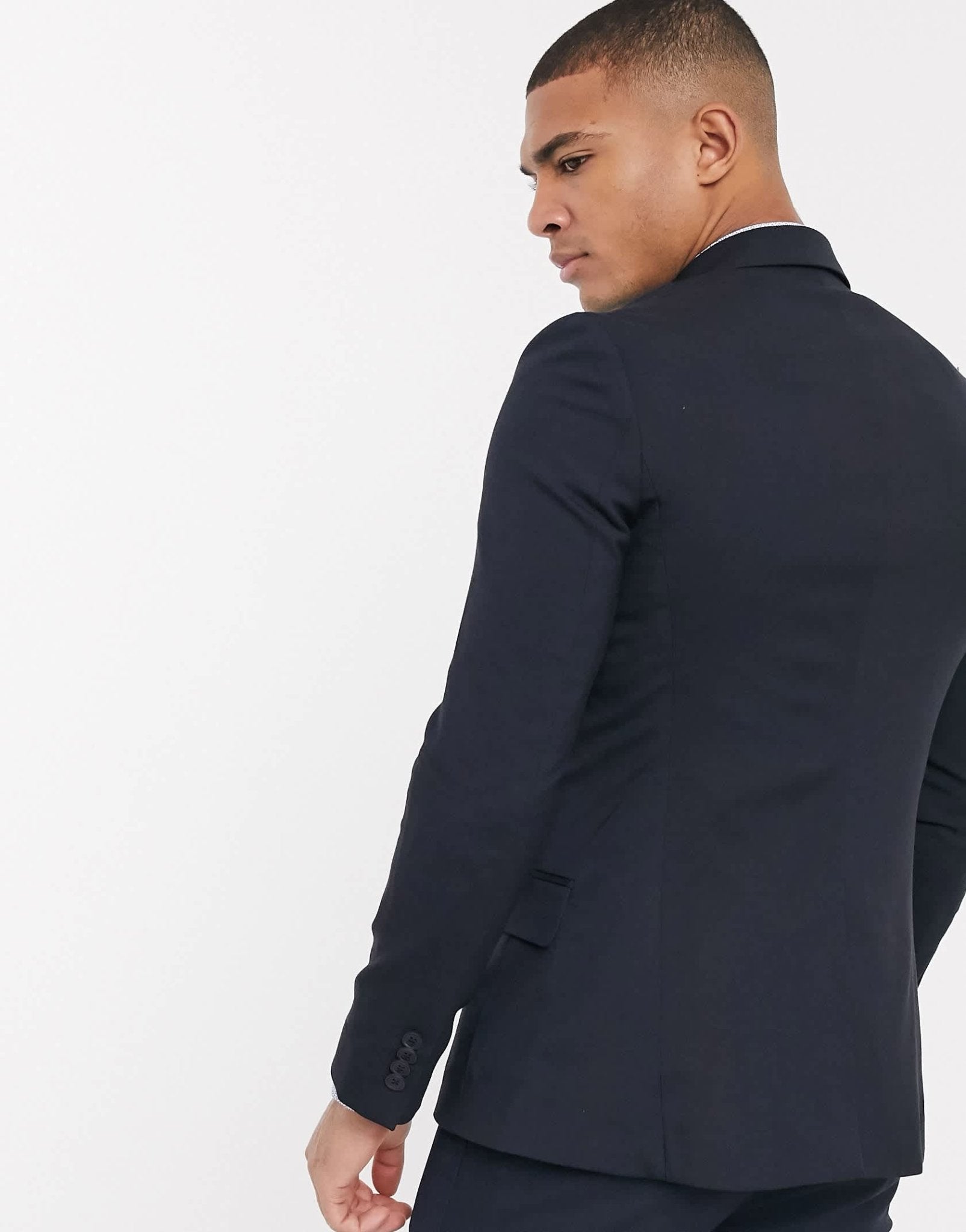 New Look skinny suit jacket in navy - ASOS Sample Sale