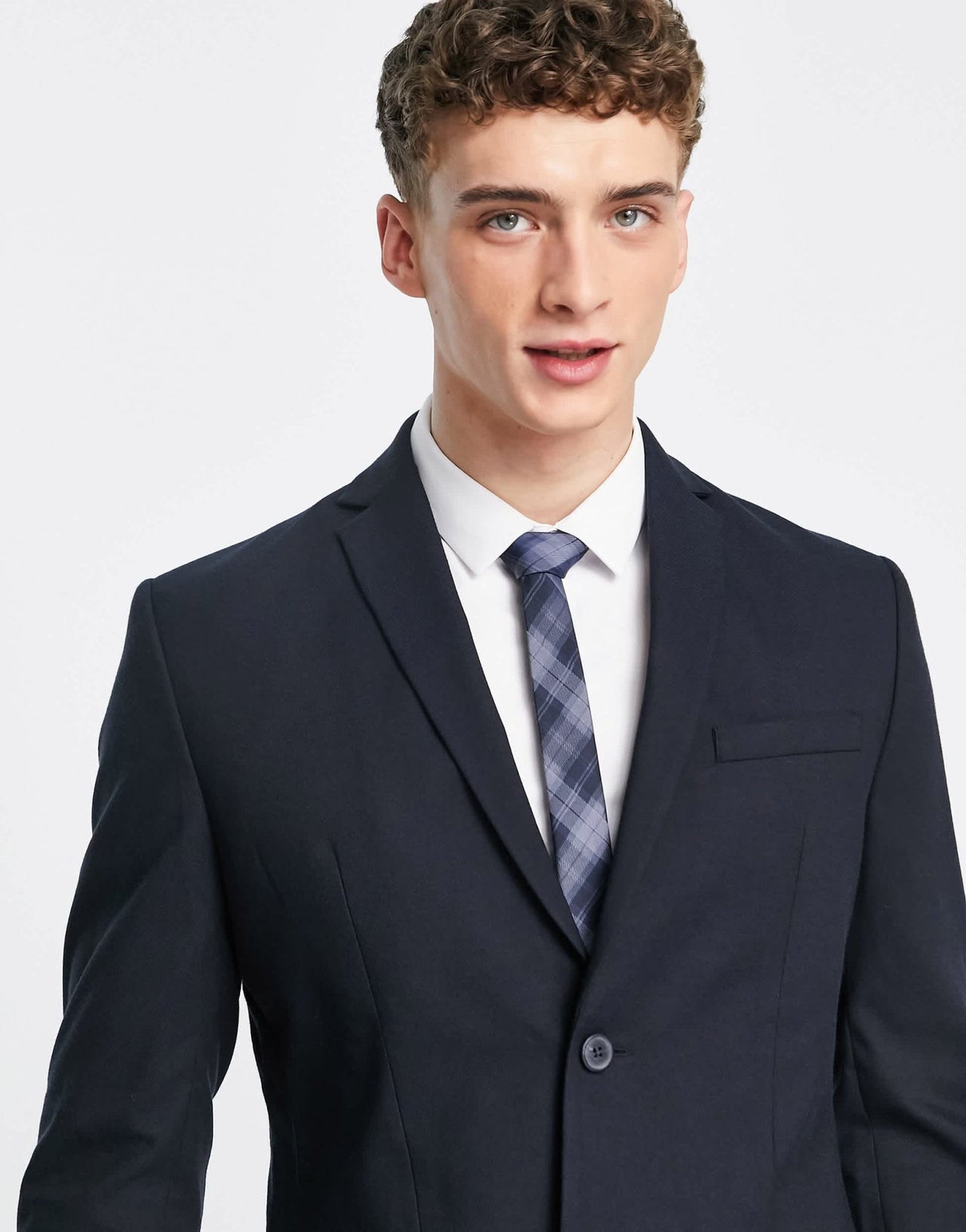 New Look skinny suit jacket in navy - ASOS Sample Sale