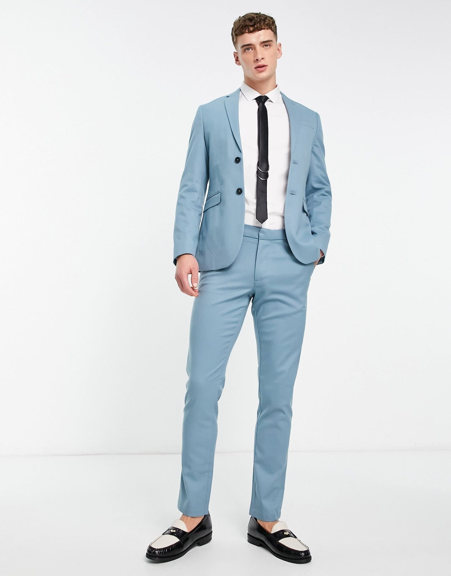 New Look skinny suit jacket in turquoise - ASOS Sample Sale
