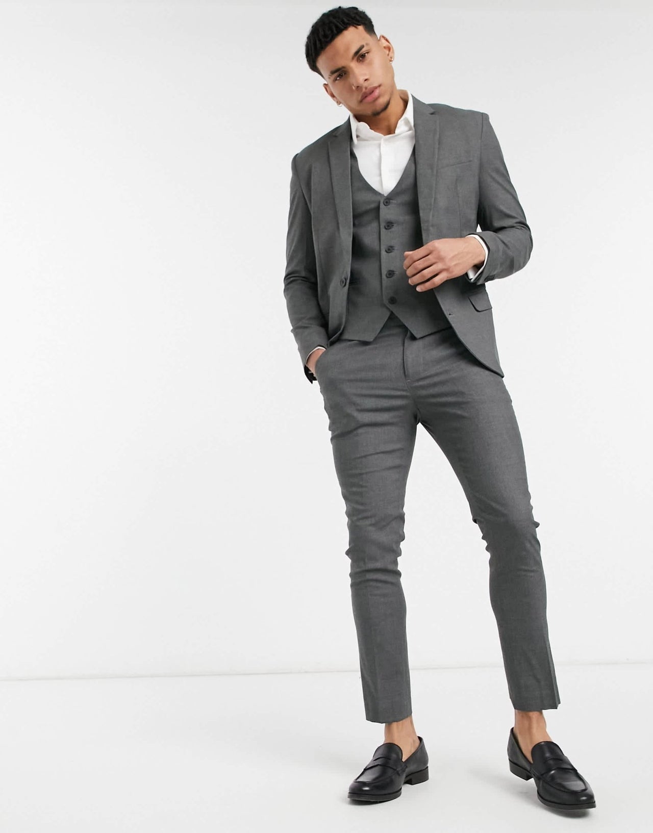 New Look skinny suit trouser in dark grey - ASOS Sample Sale