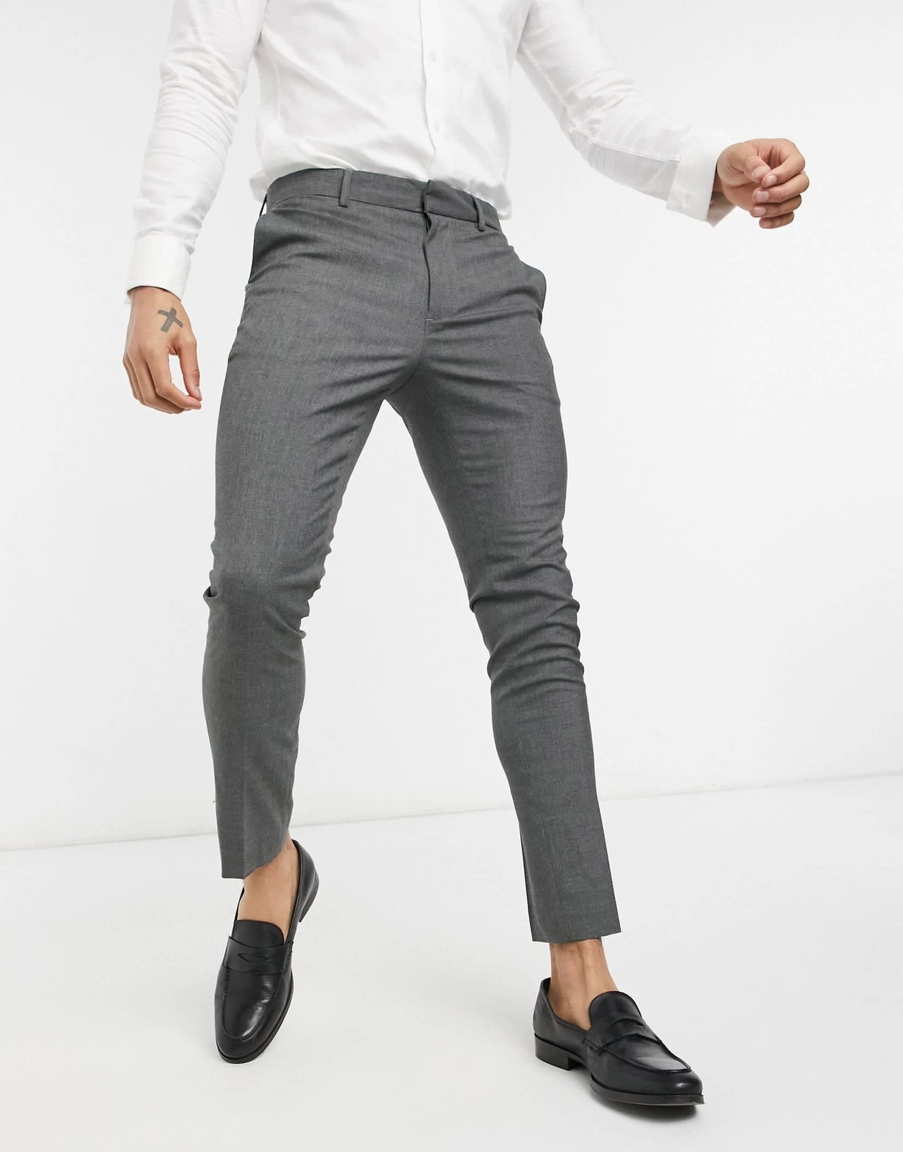 New Look skinny suit trouser in dark grey - ASOS Sample Sale