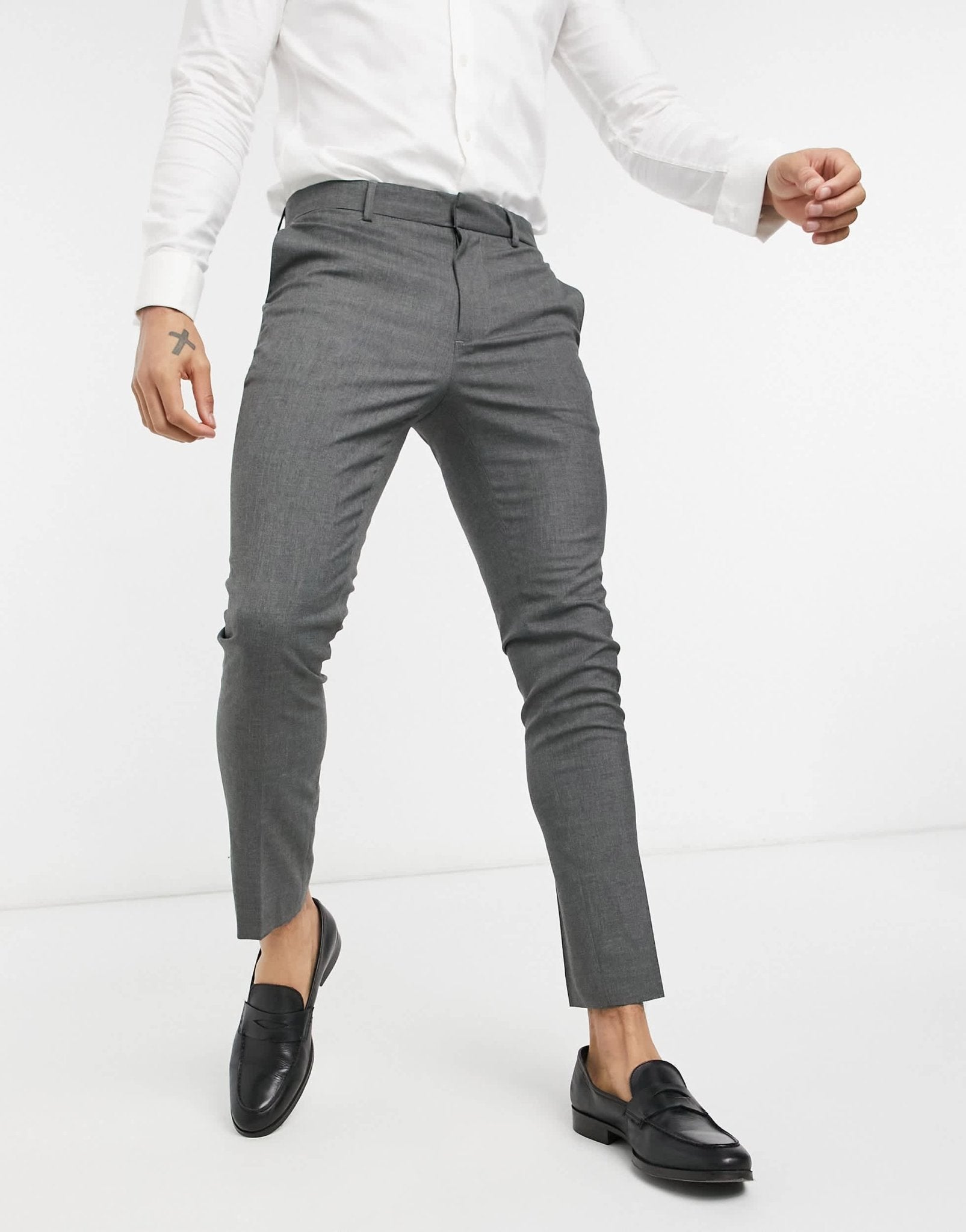 New Look skinny suit trouser in dark grey - ASOS Sample Sale