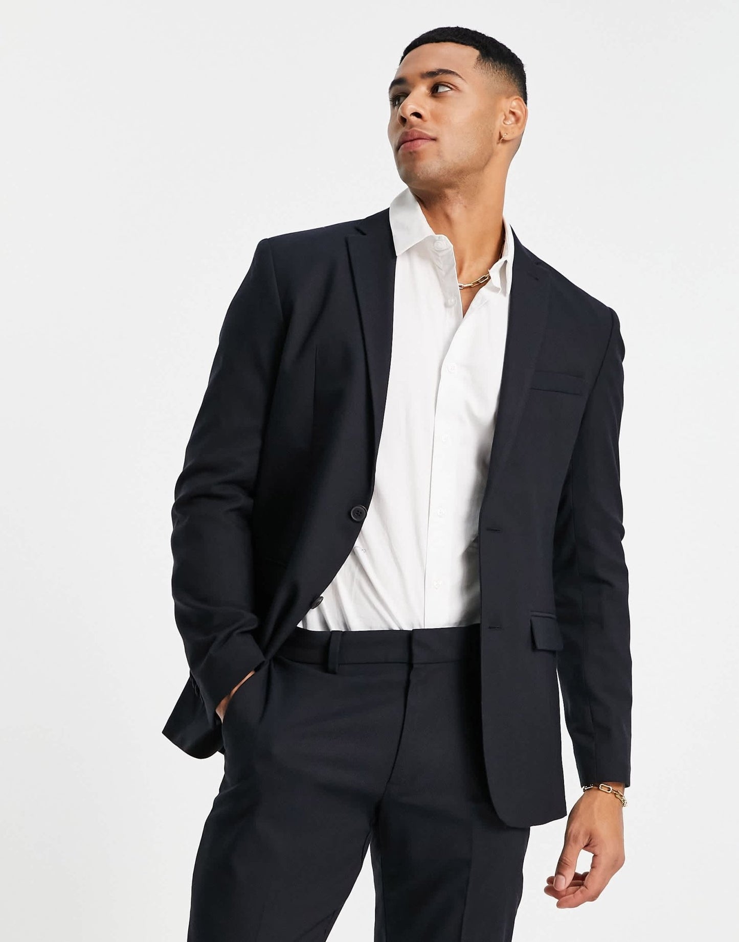 New Look slim suit jacket in black - ASOS Sample Sale