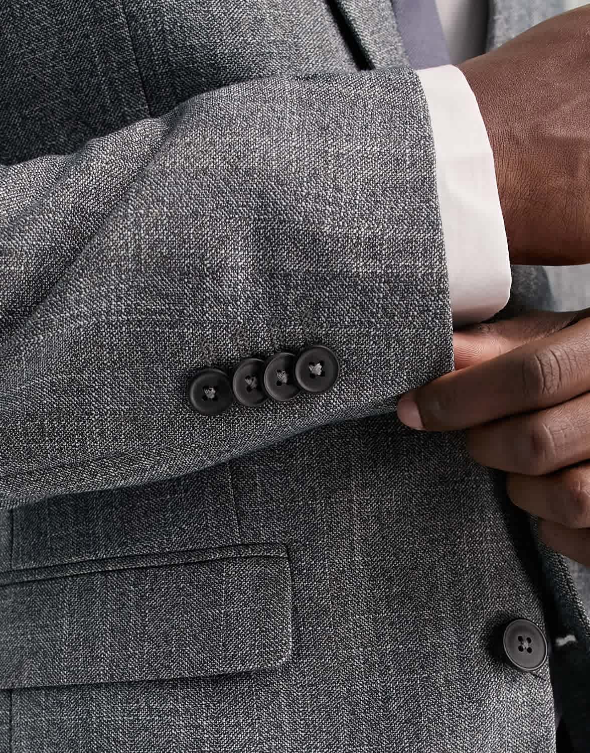 New Look slim suit jacket in dark grey texture - ASOS Sample Sale