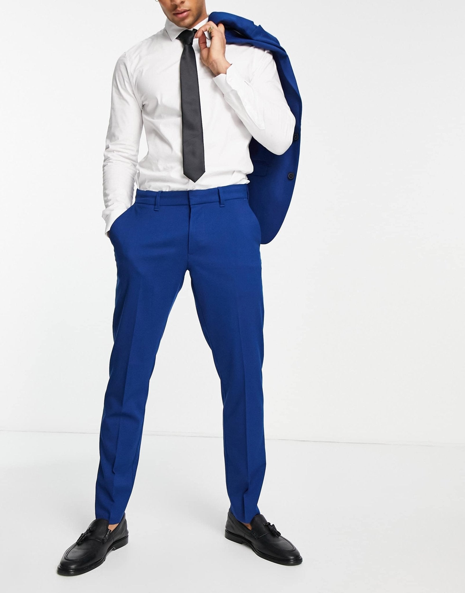 New Look slim suit trousers in indigo - ASOS Sample Sale
