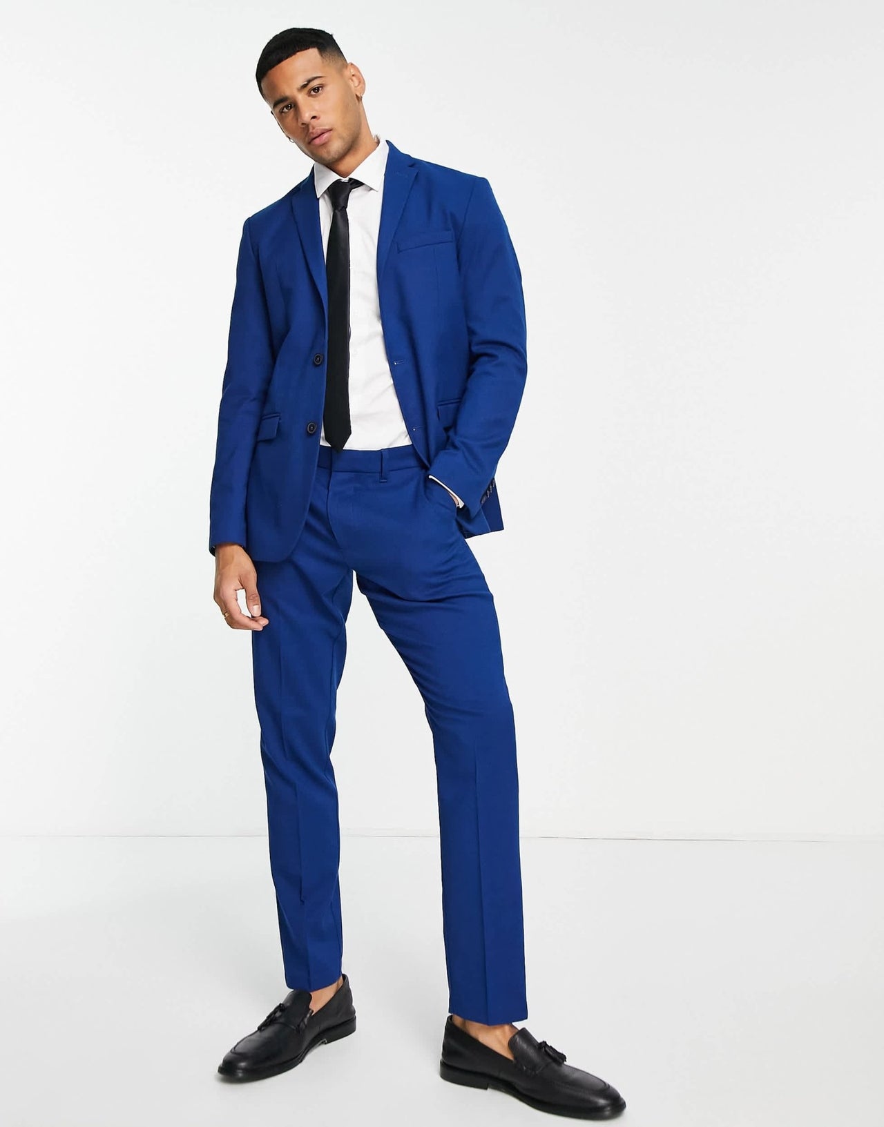 New Look slim suit trousers in indigo - ASOS Sample Sale